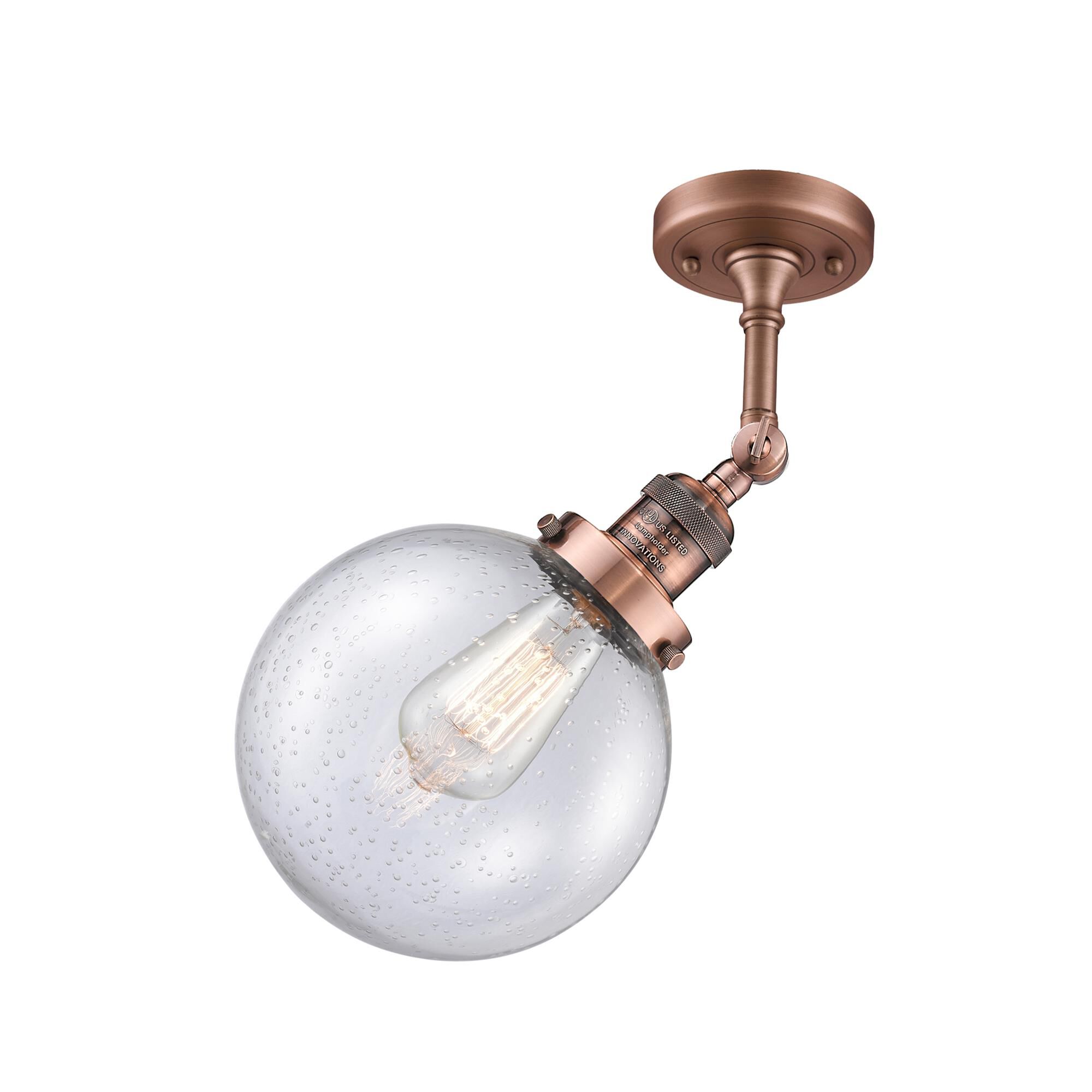 Shown in Antique Copper finish and Seedy glass and No Accent accent