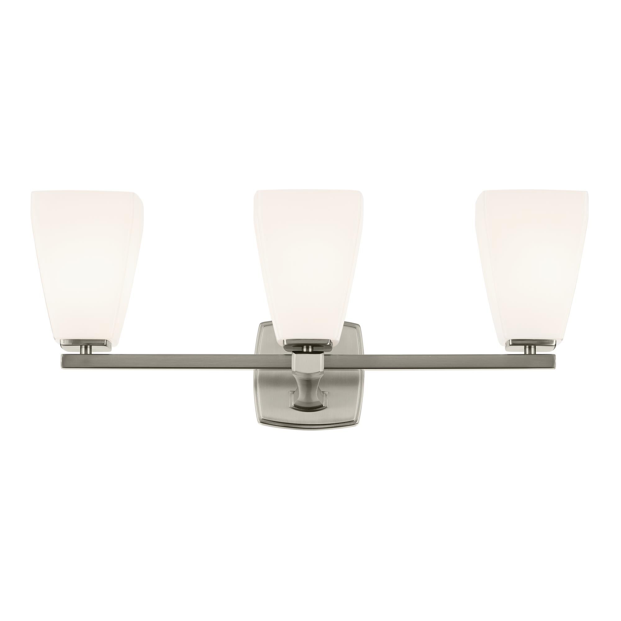 Shown in Brushed Nickel finish and Opal glass