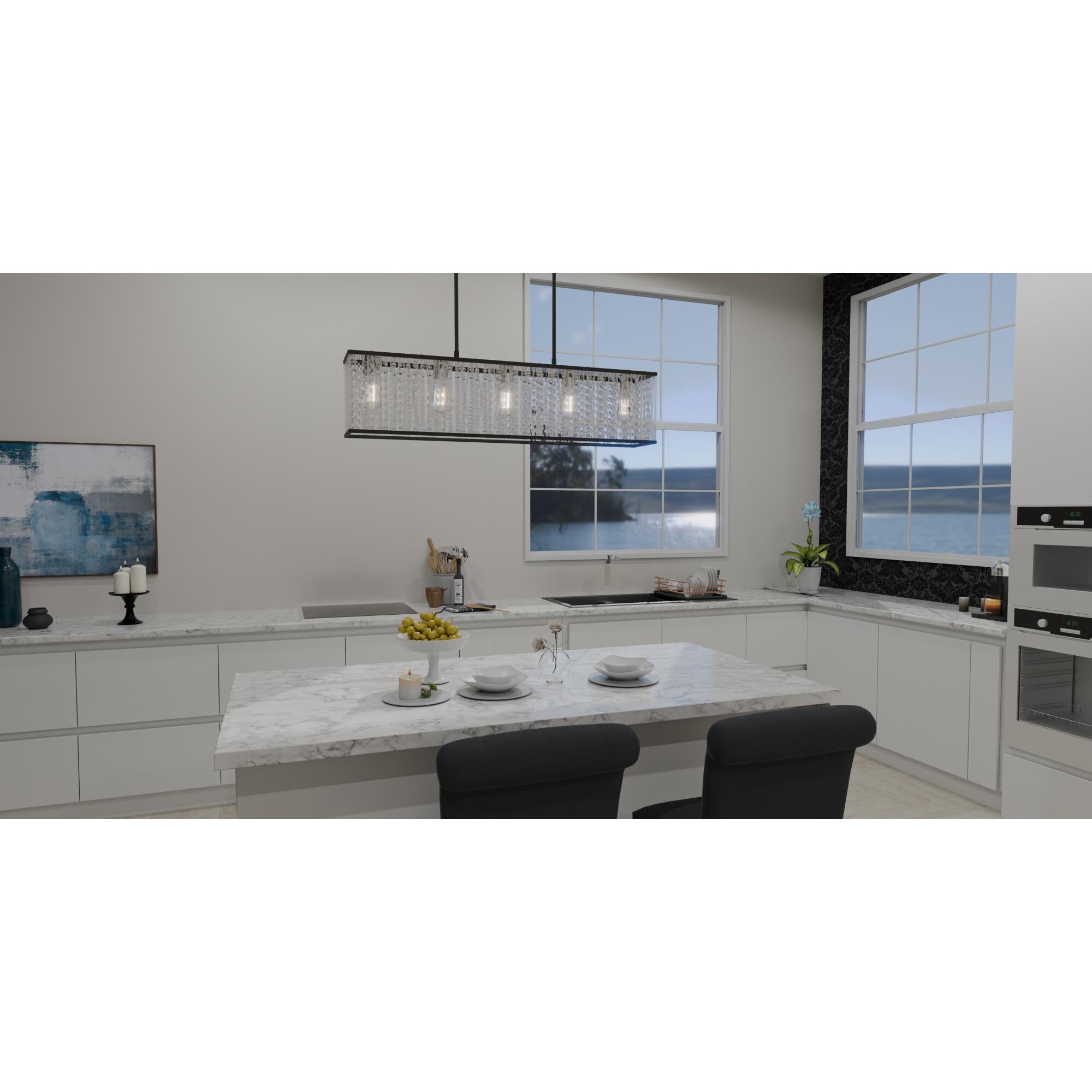 Shown in Matte Black finish and Clear Crystal glass