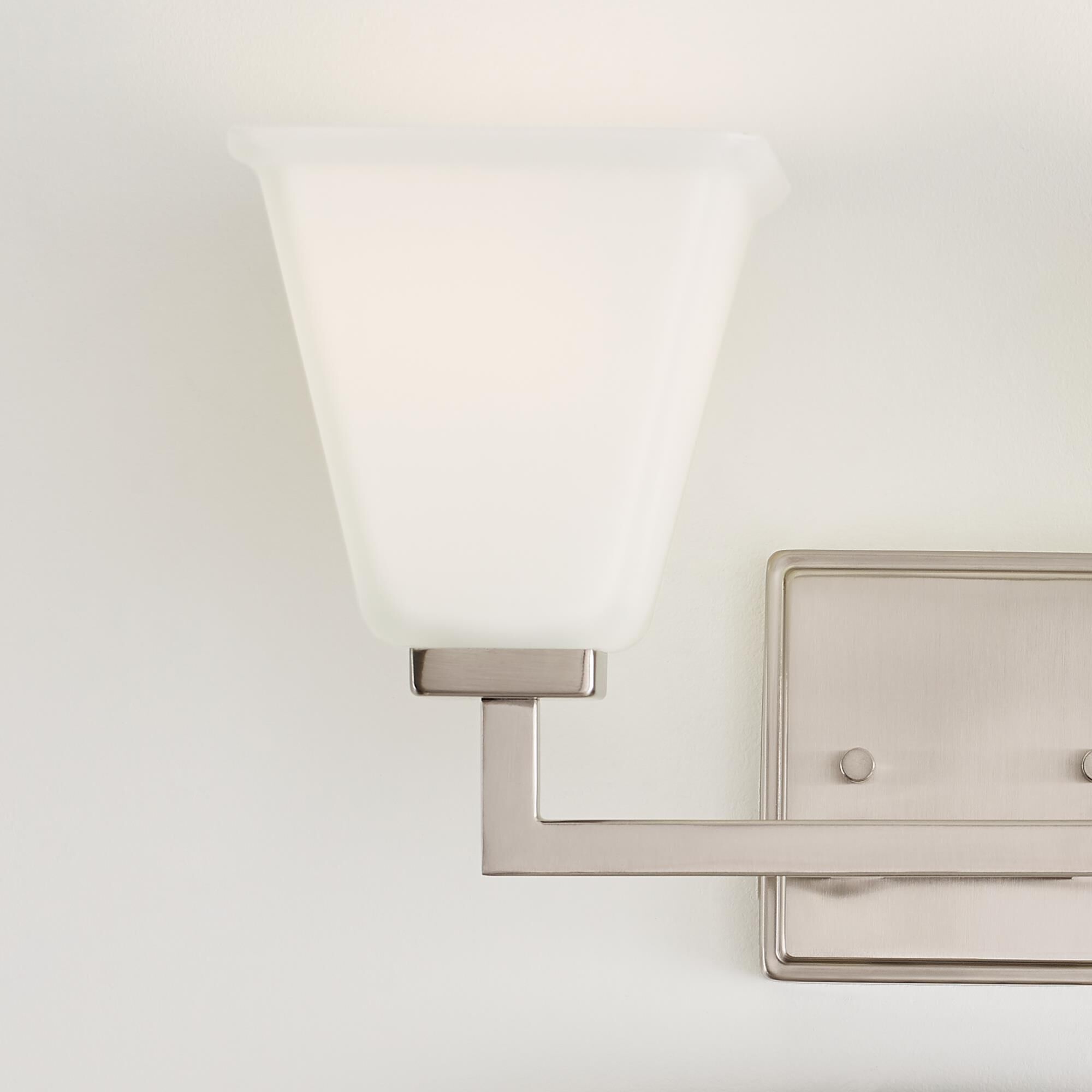 Shown in Brushed Nickel finish and Etched - White Inside glass