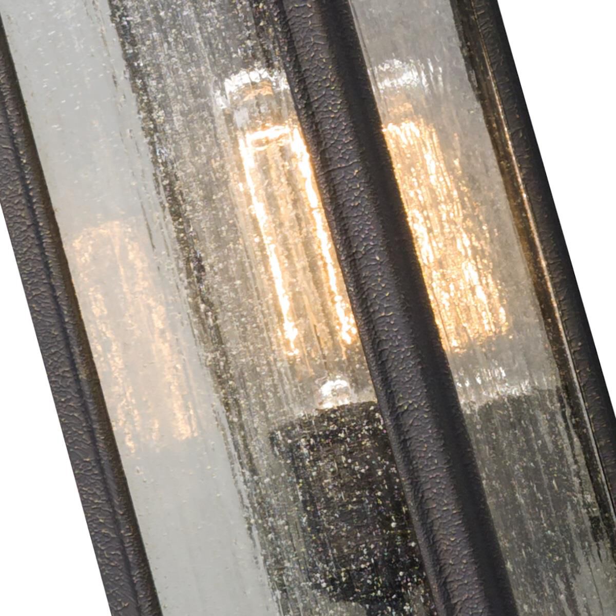 Shown in Vintage Bronze finish and Seeded Clear glass