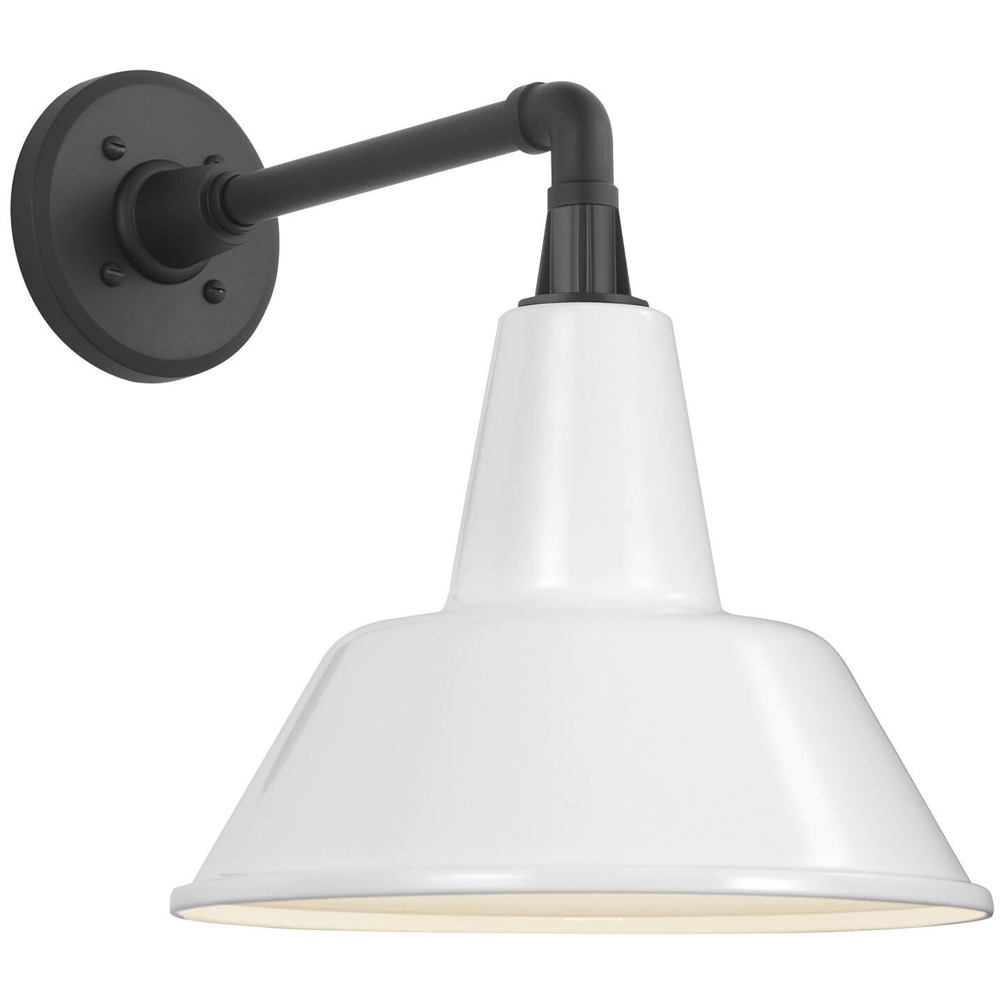 Shown in Matte Black finish and White Bowers shade