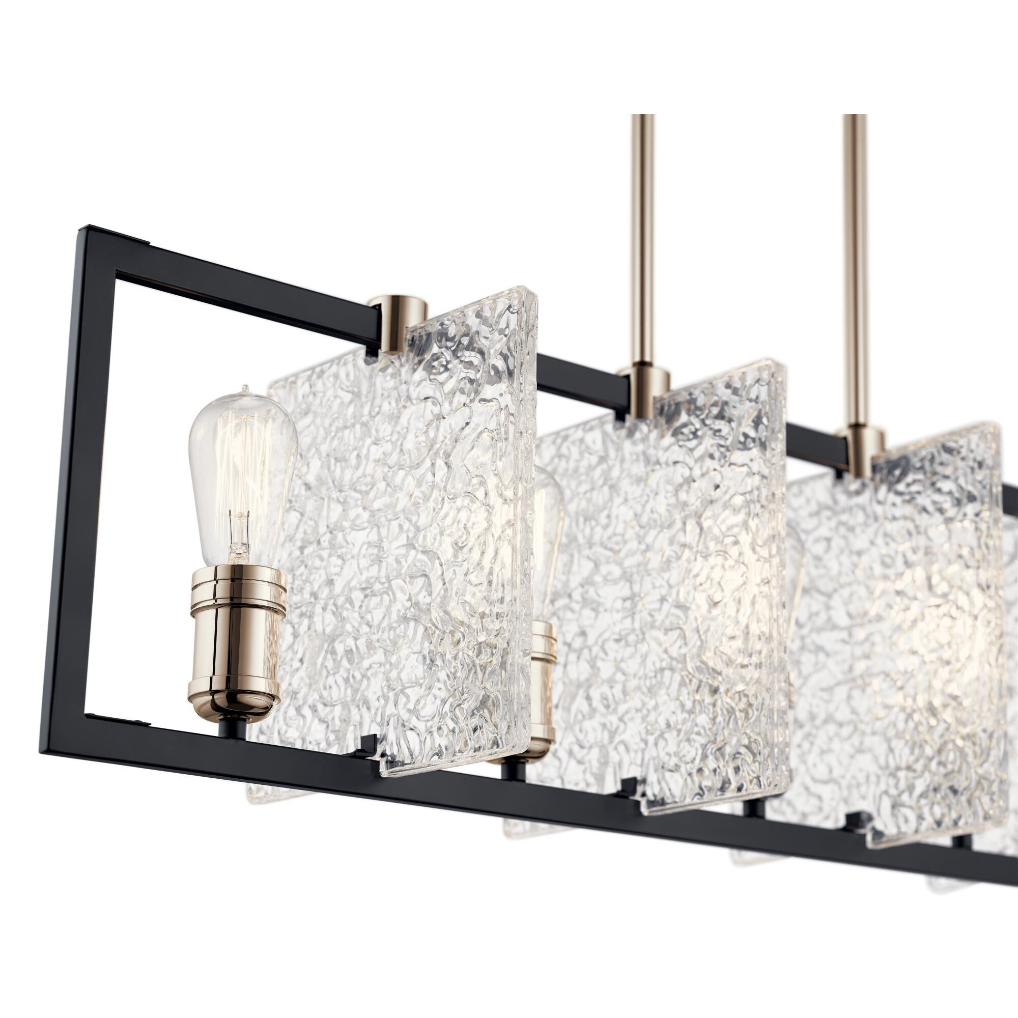 Shown in Black finish and Clear Textured Cast glass