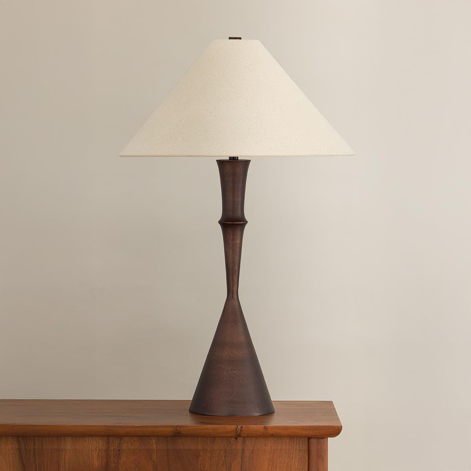 Shown in Bronze finish and Textured Cream shade