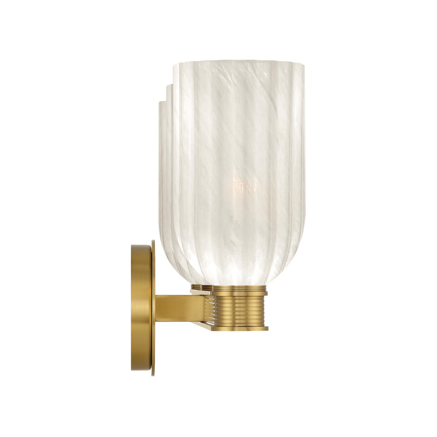 Shown in Luxe Gold finish and Strie glass and Strie Glass shade