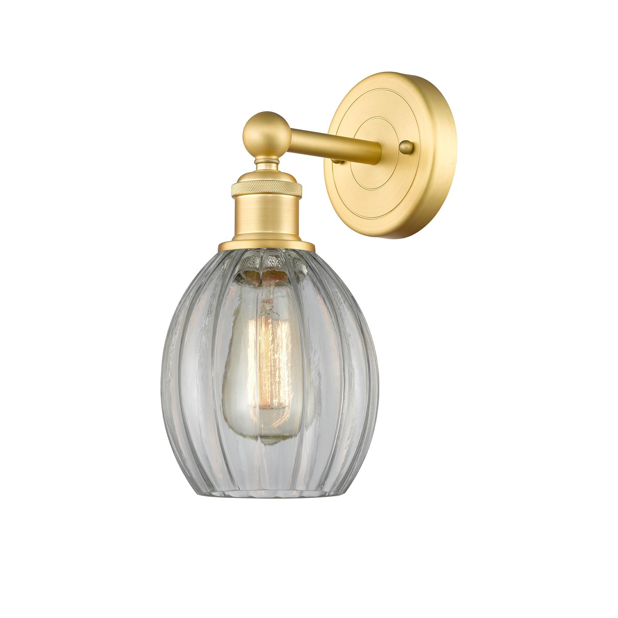 Shown in Satin Gold finish and Clear glass