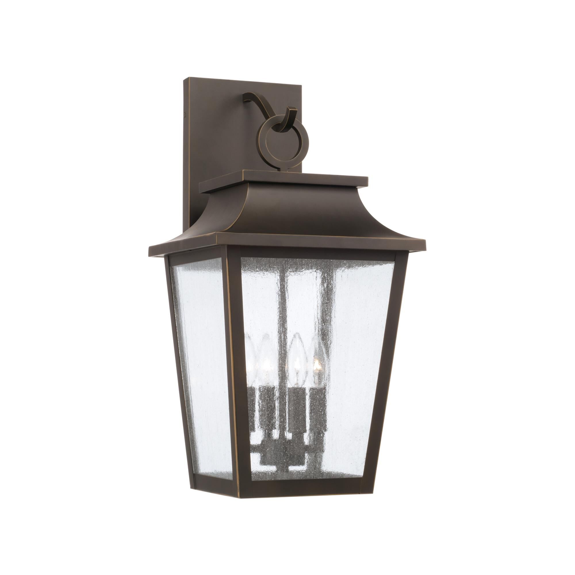 Shown in Oiled Bronze finish and Antiqued glass