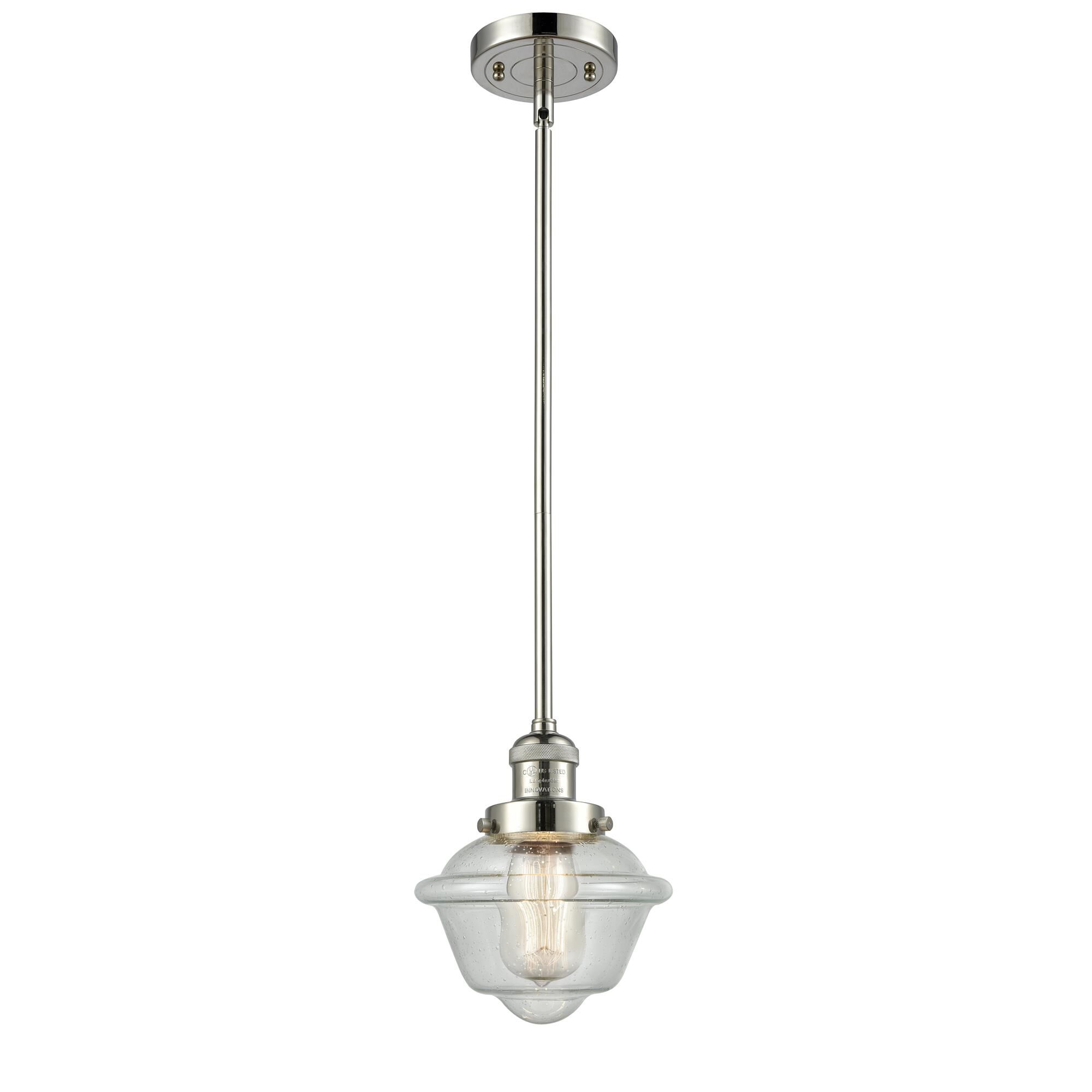 Shown in Polished Nickel finish and Seedy glass