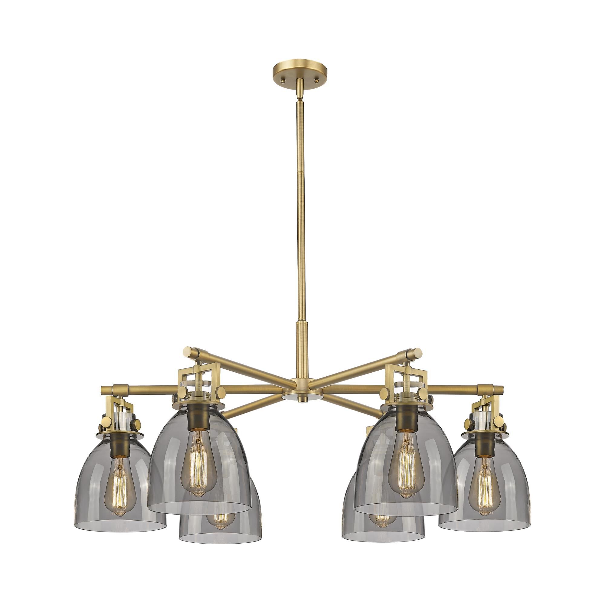 Shown in Brushed Brass finish and Light Smoke shade