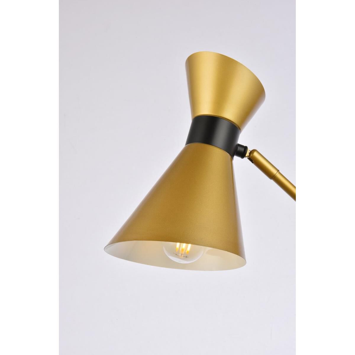 Shown in Brass and Black finish and Brass and Black Iron shade