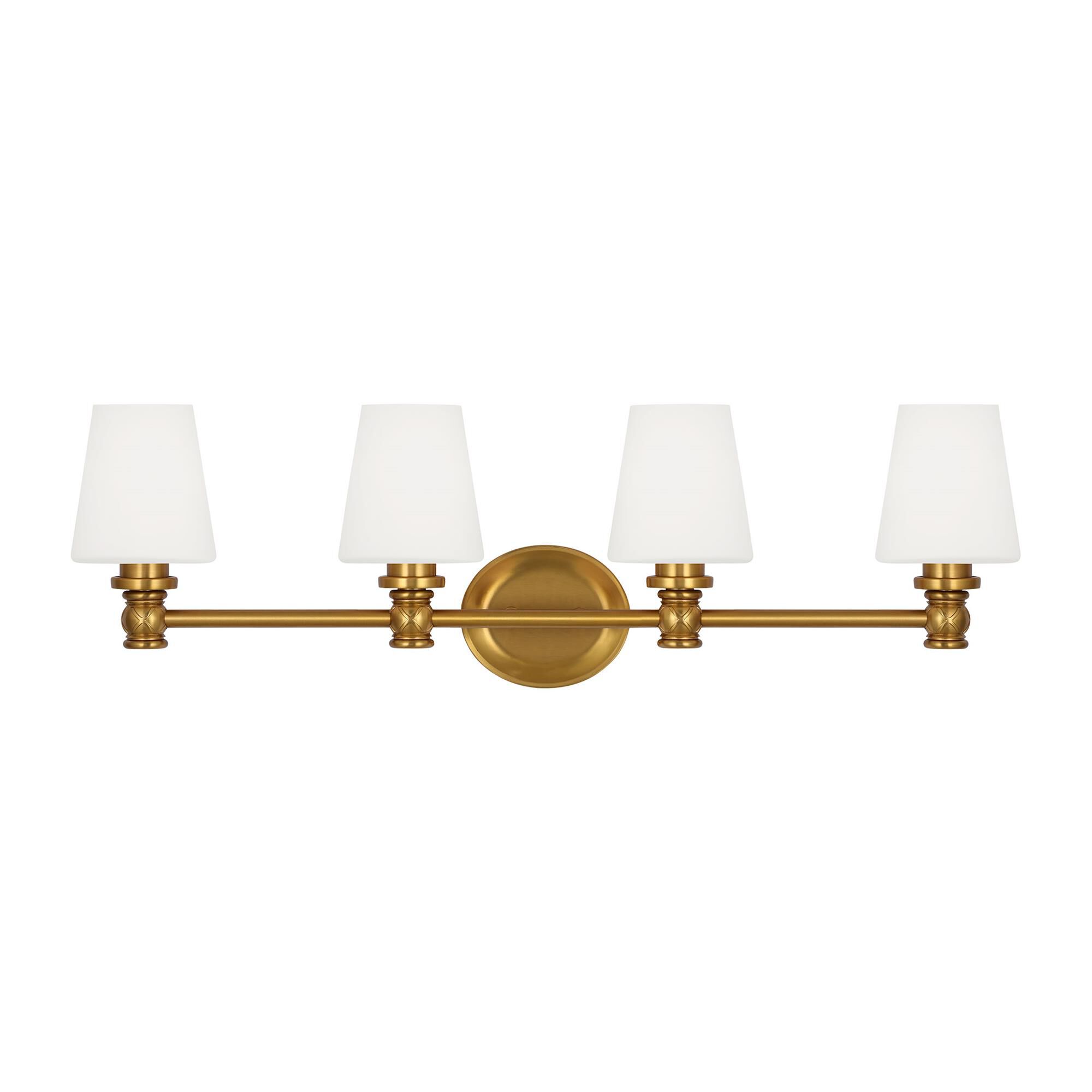 Shown in Burnished Brass finish and Opal Etched Cased glass