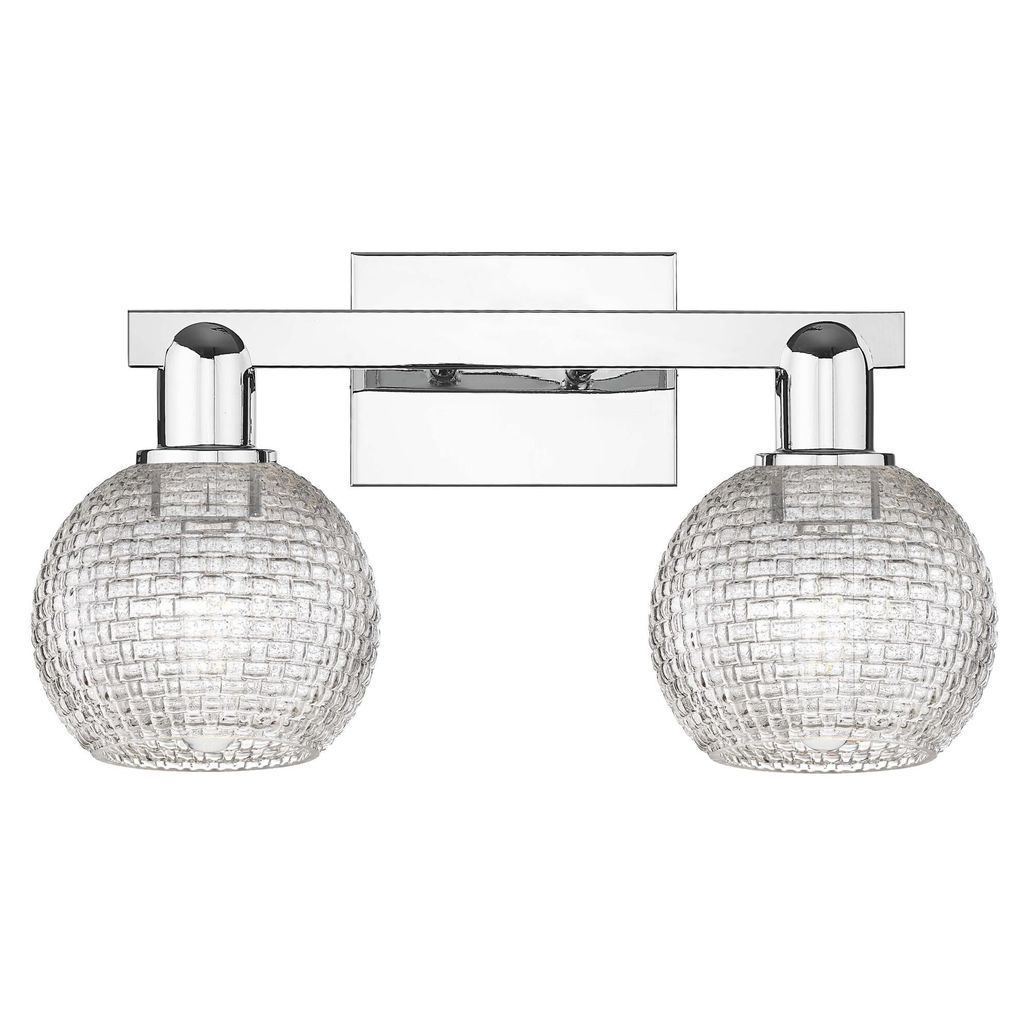 Shown in Polished Chrome finish and Clear Basketweave glass