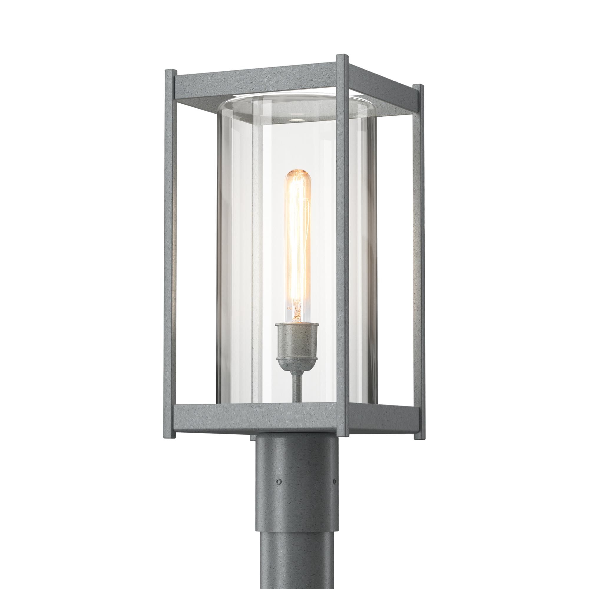 Shown in Coastal Burnished Steel finish and Clear glass and Clear Glass shade