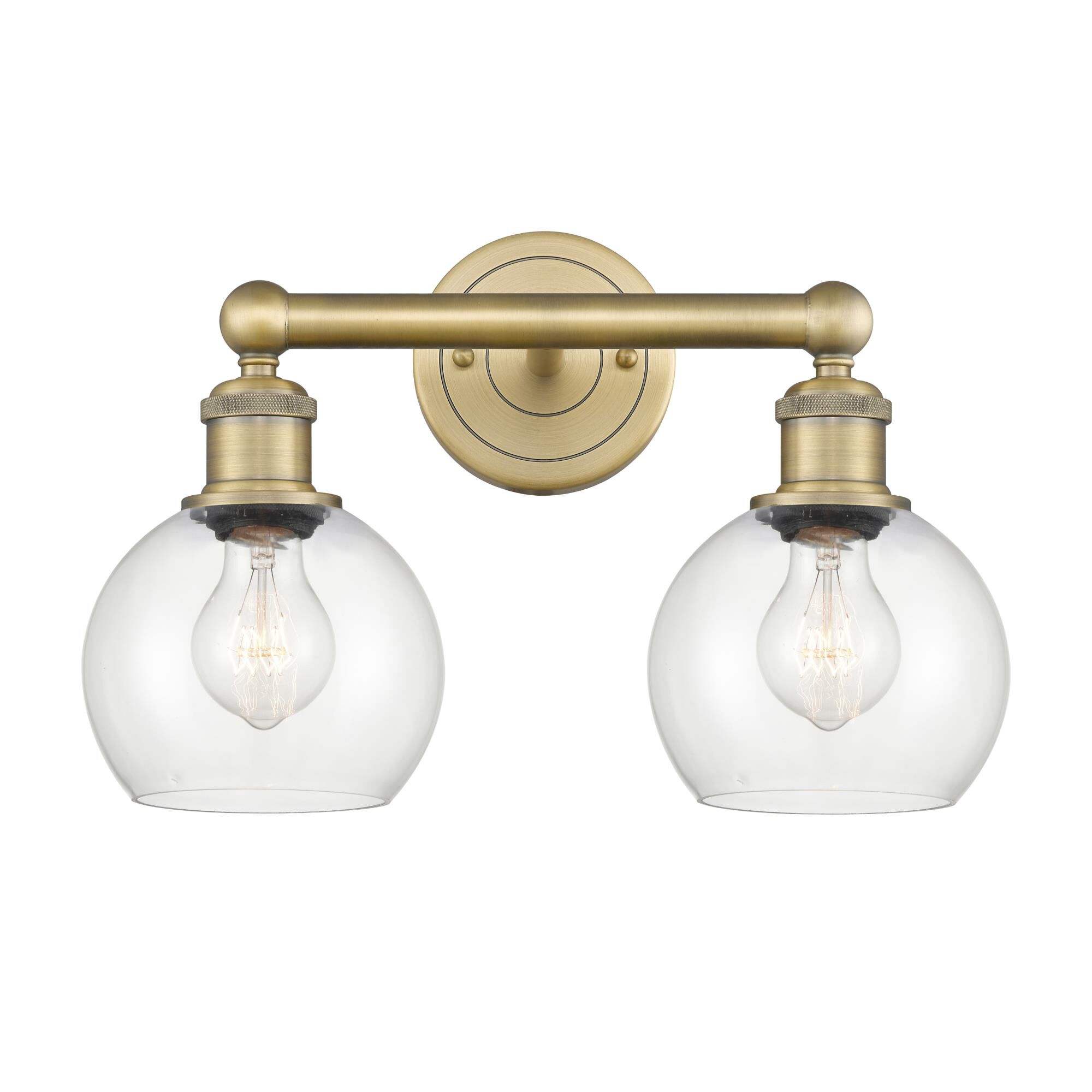 Shown in Brushed Brass finish and Clear glass