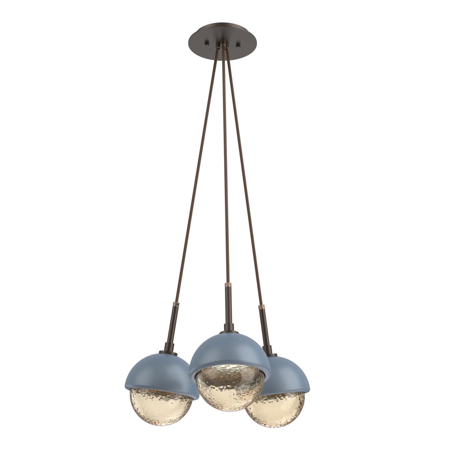 Shown in Flat Bronze finish and Amber glass and Poppy Blue accent