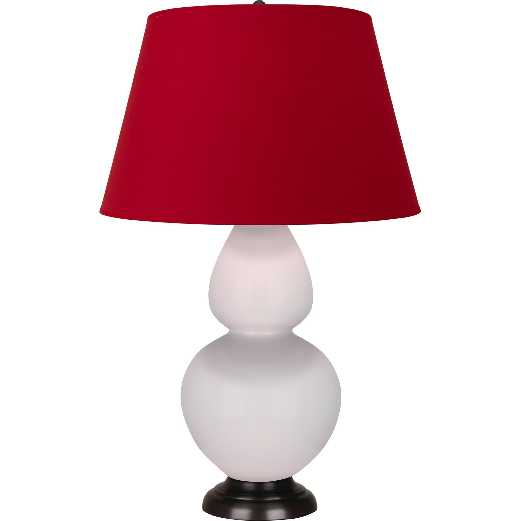Shown in Rose Water Glazed finish and Rose Red with Ink Black Lining shade and Deep Patina Bronze accent