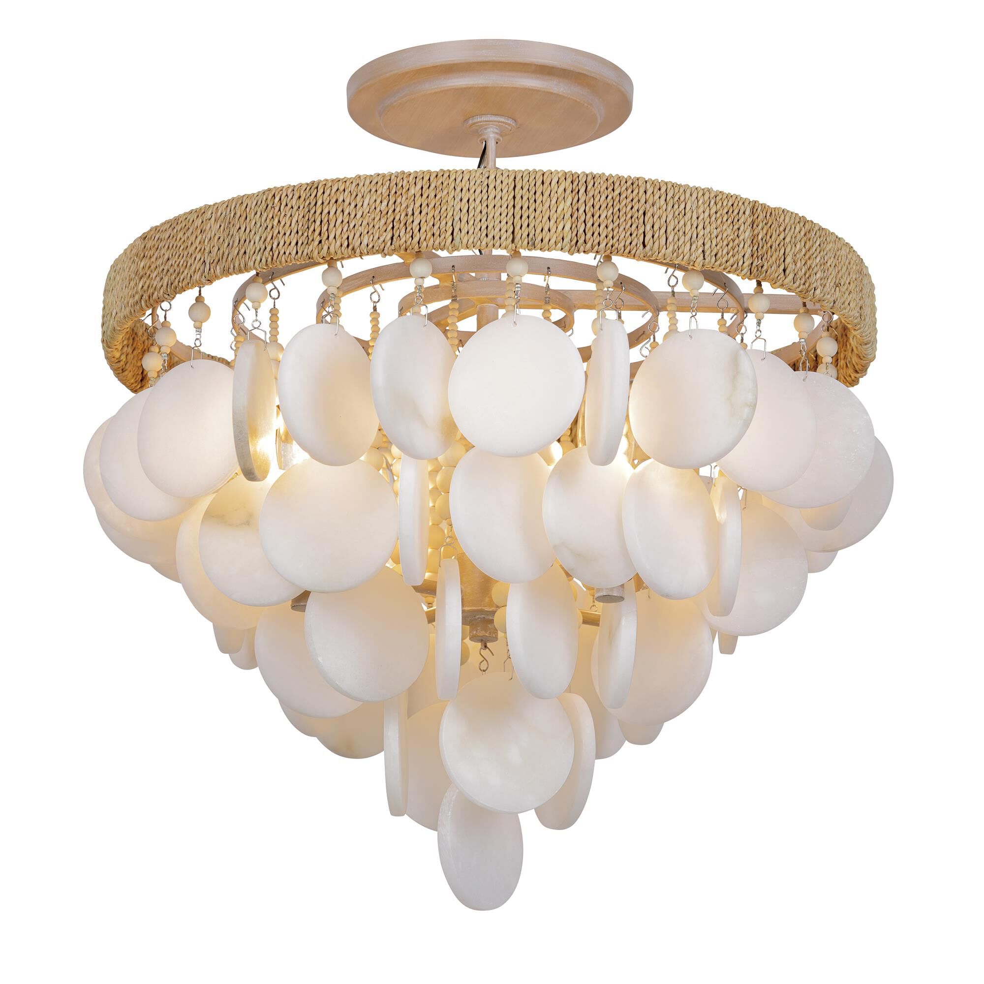 Shown with Wood Beads+alabaster Stone shade