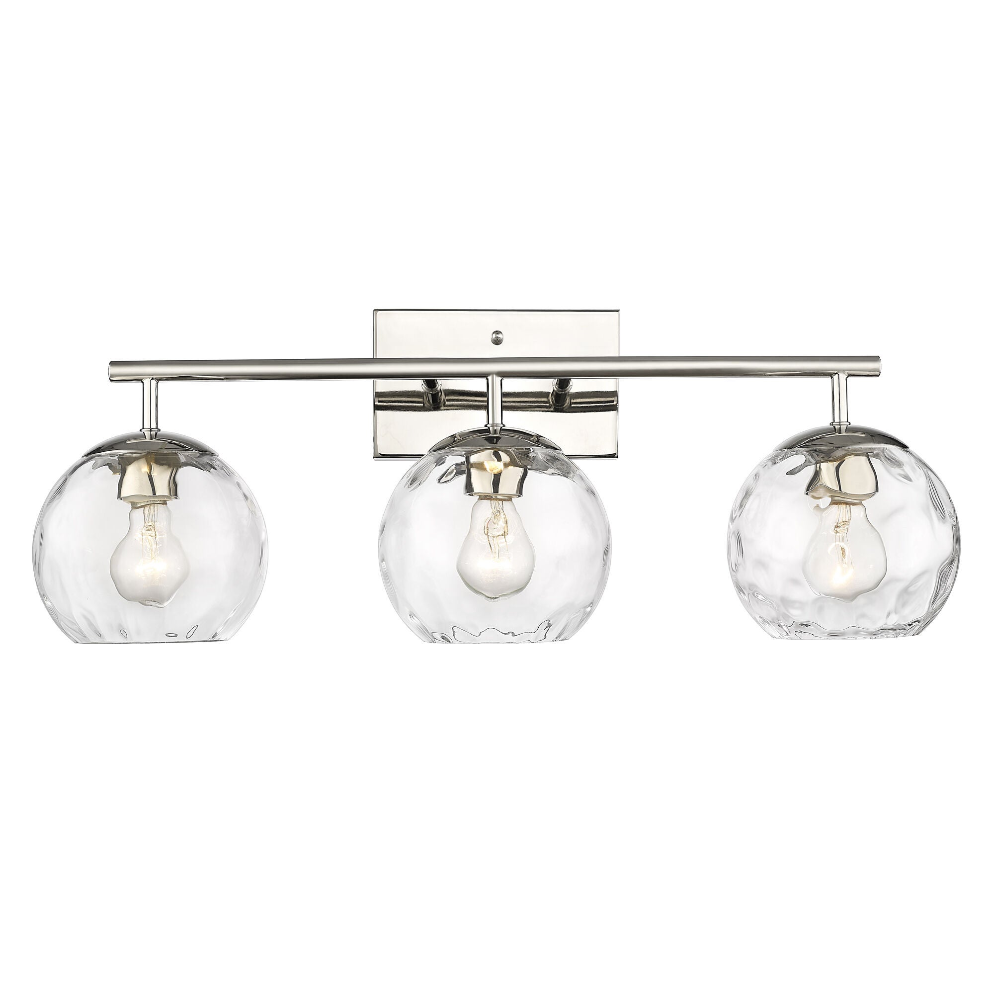 Shown in Polished Nickel finish and Rippled Water glass