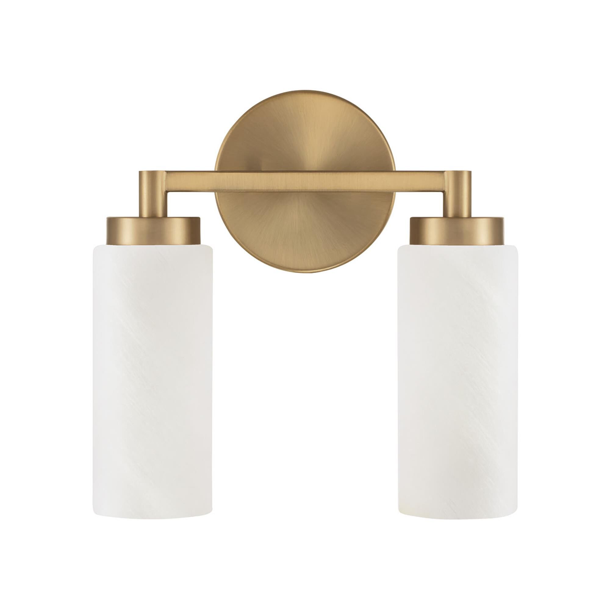 Shown in Aged Brass finish and Faux Alabaster glass