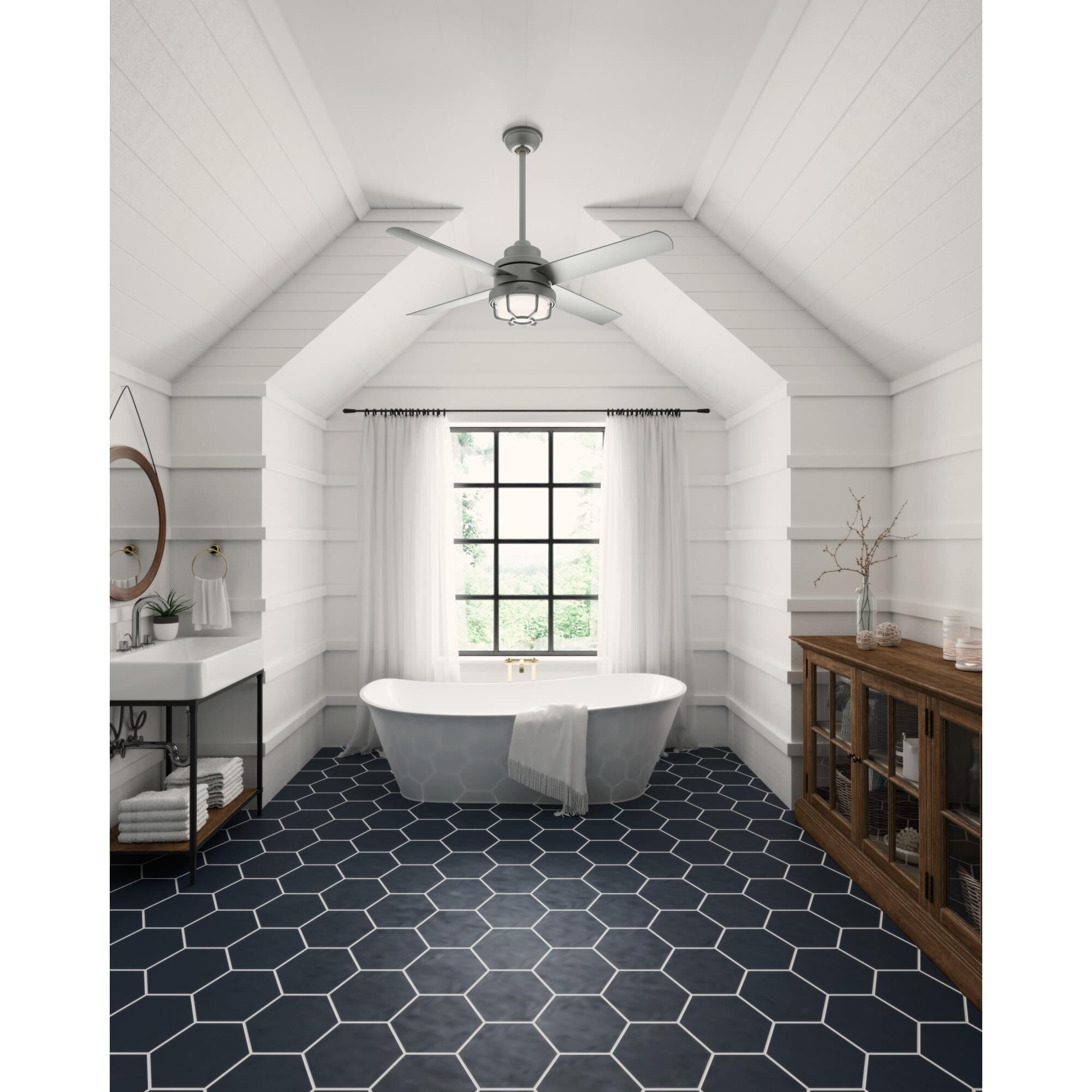 Searow Outdoor Rated 54 Inch Ceiling Fan with Light Kit by Hunter Fan