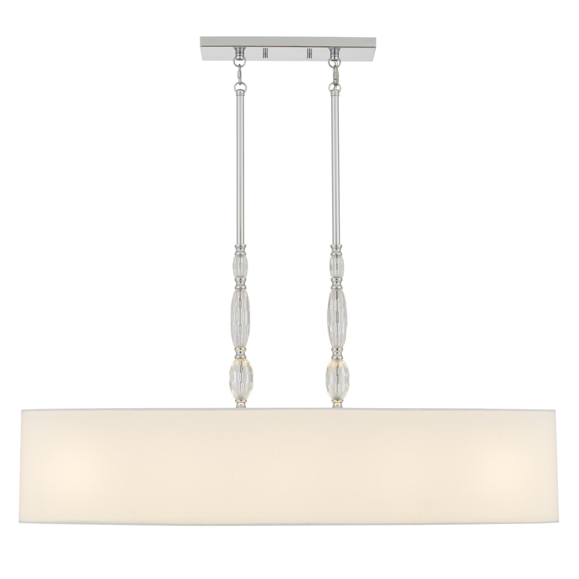Shown in Polished Chrome finish and White Linen Fabric shade