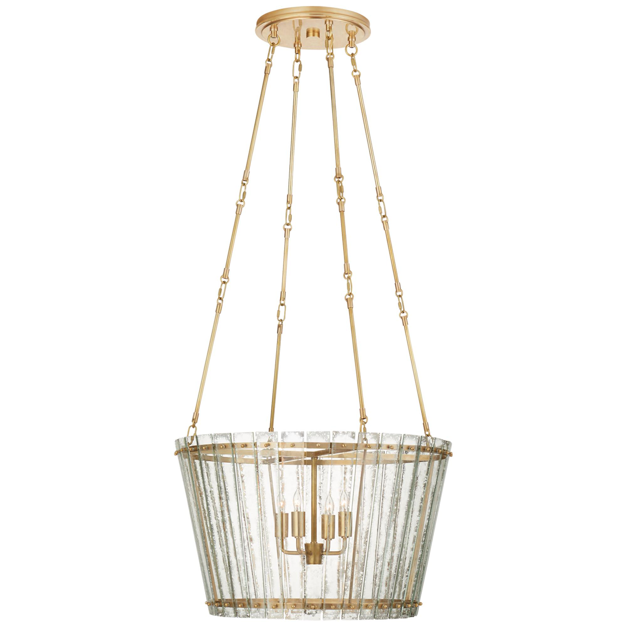 Shown in Hand-Rubbed Antique Brass finish and Antique Mirror glass and Antique Mirror shade