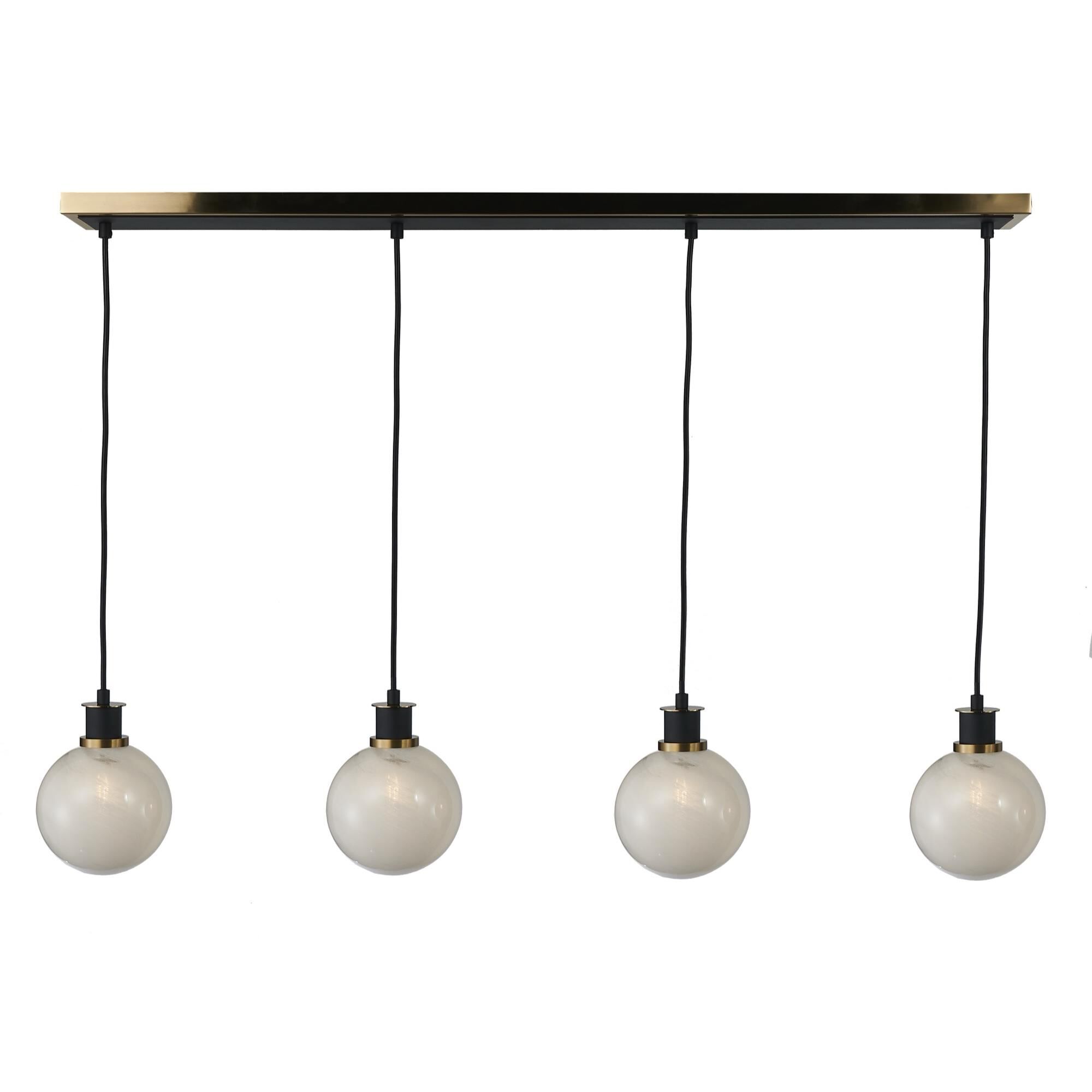Shown in Black And Brushed Brass finish and Glass shade