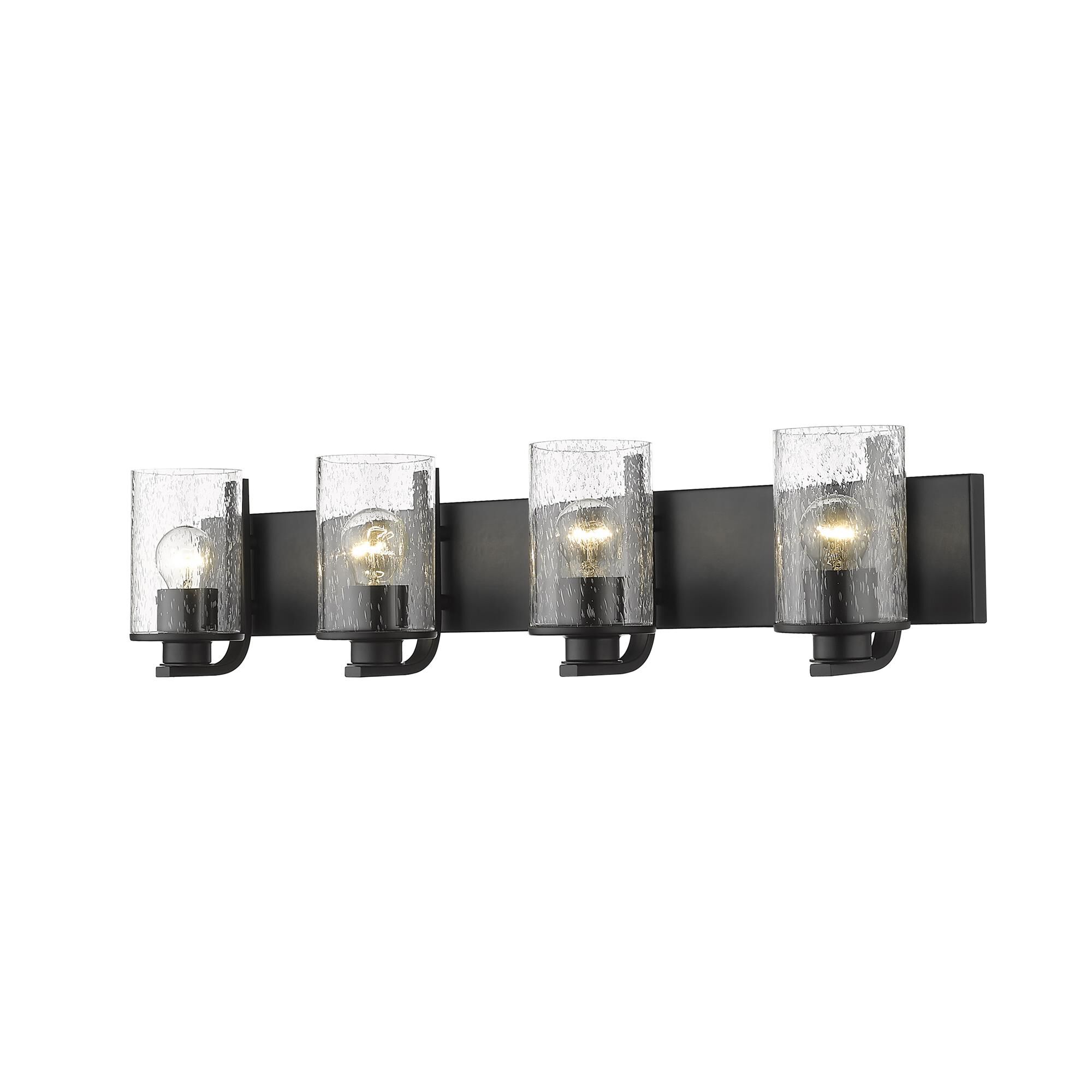 Shown in Matte Black finish and Glass shade