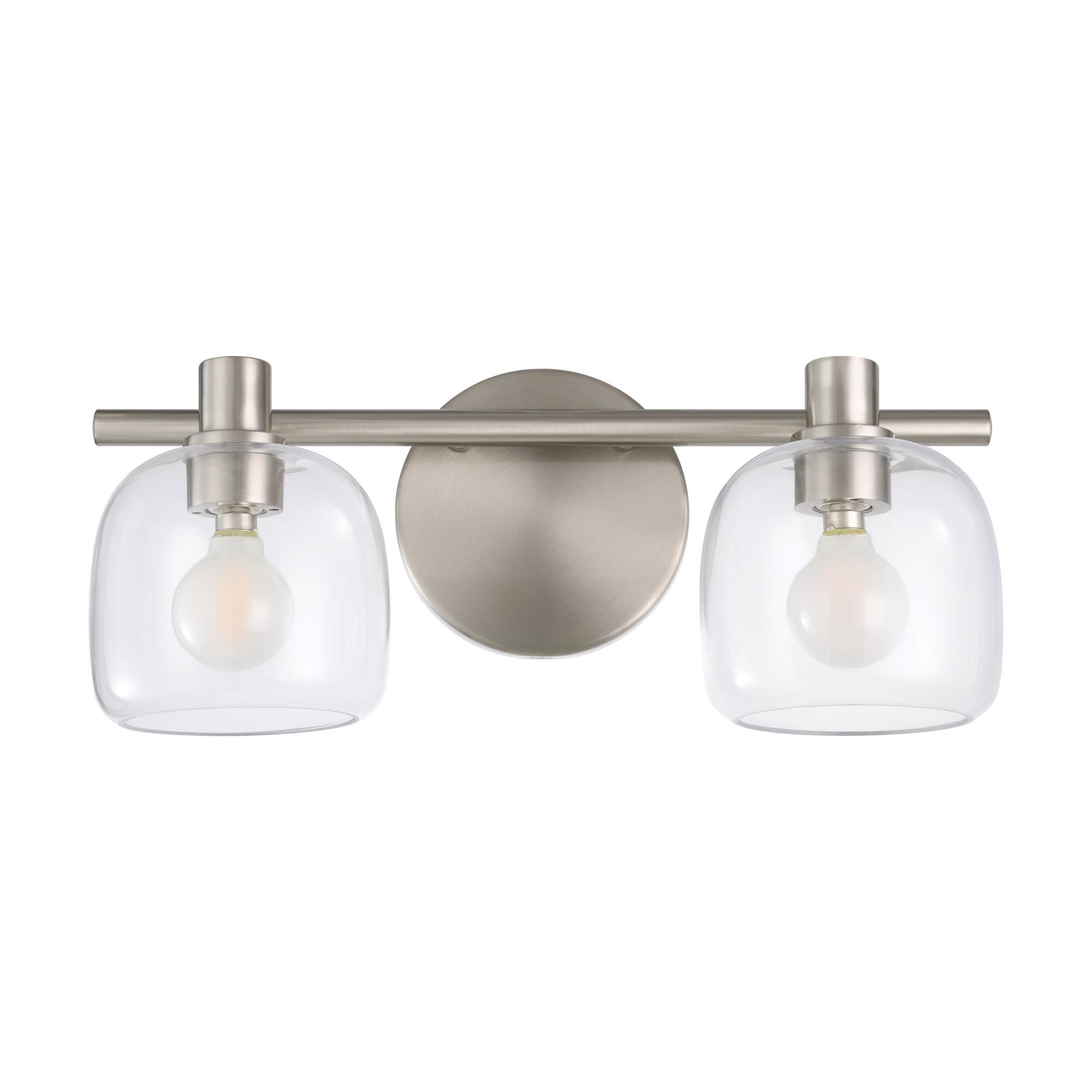 Shown in Brushed Nickel finish and Clear glass