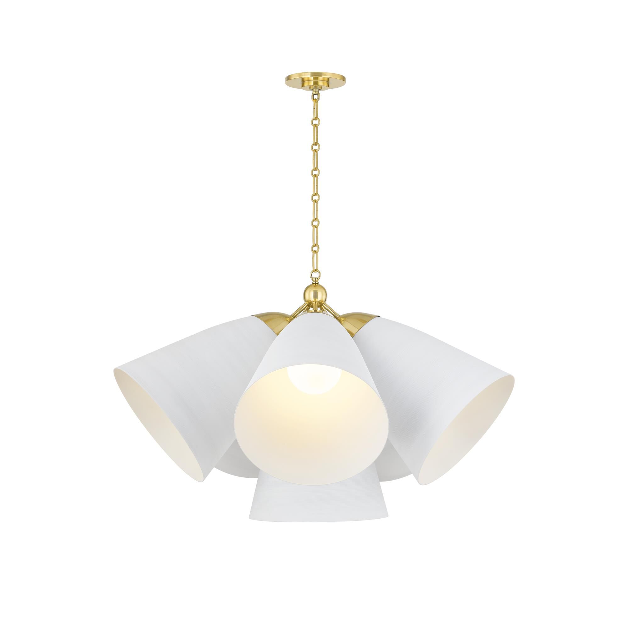 Shown in Aged Brass and White Plaster finish