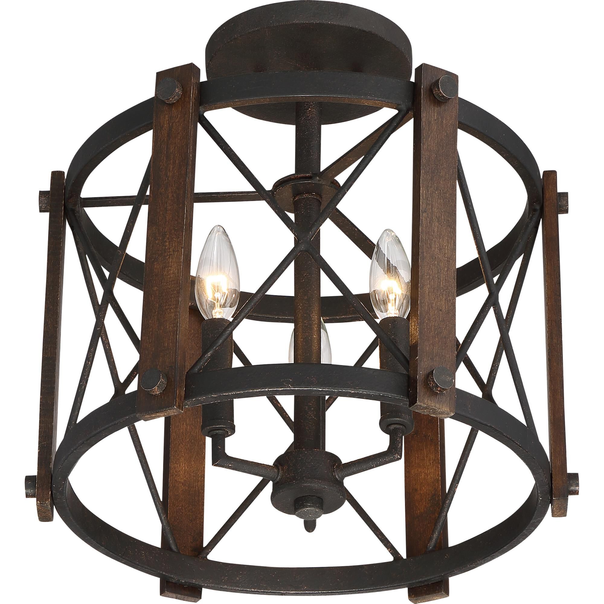 Baron 15 Inch 3 Light Semi Flush Mount by Quoizel