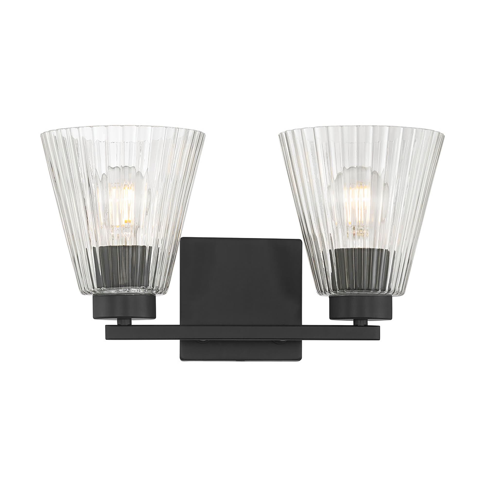 Shown in Matte Black finish and Clear Striated glass