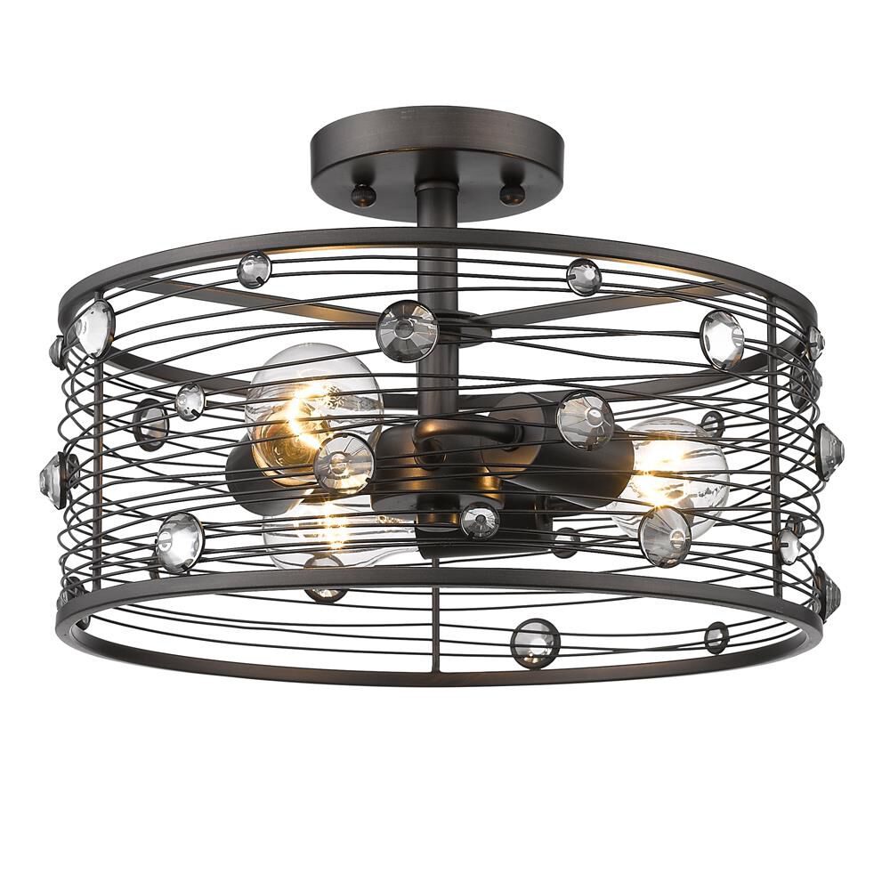 Bijoux 13 Inch 3 Light Semi Flush Mount by Golden Lighting