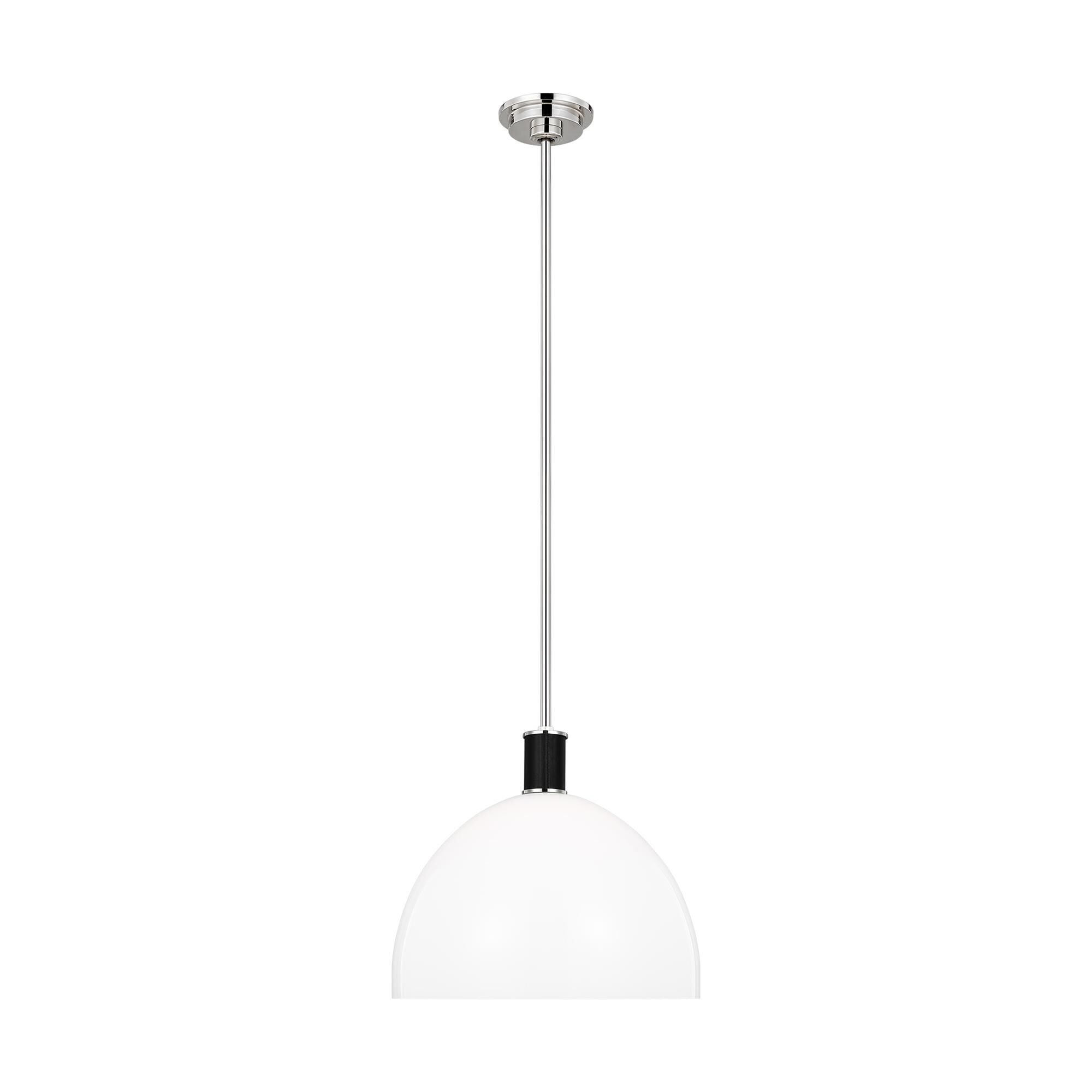 Shown in Polished Nickel finish and Milk White glass
