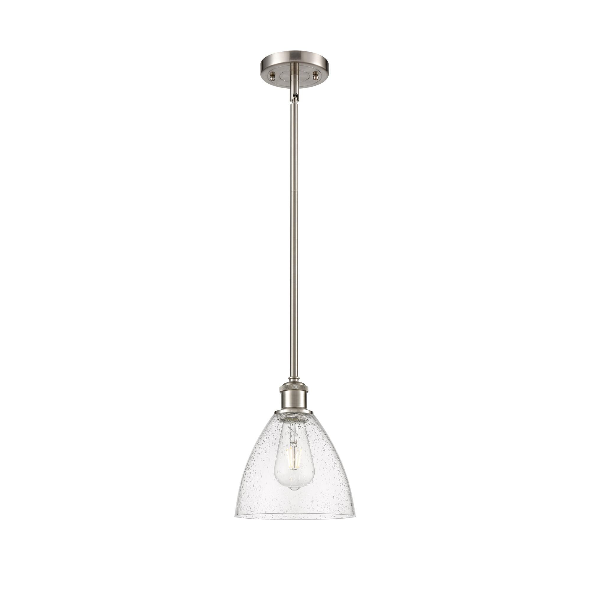 Shown in Brushed Satin Nickel finish and Seedy glass