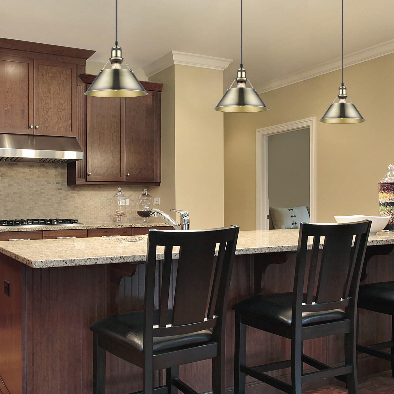 Shown in Aged Brass finish and Without Glass glass and Aged Brass shade