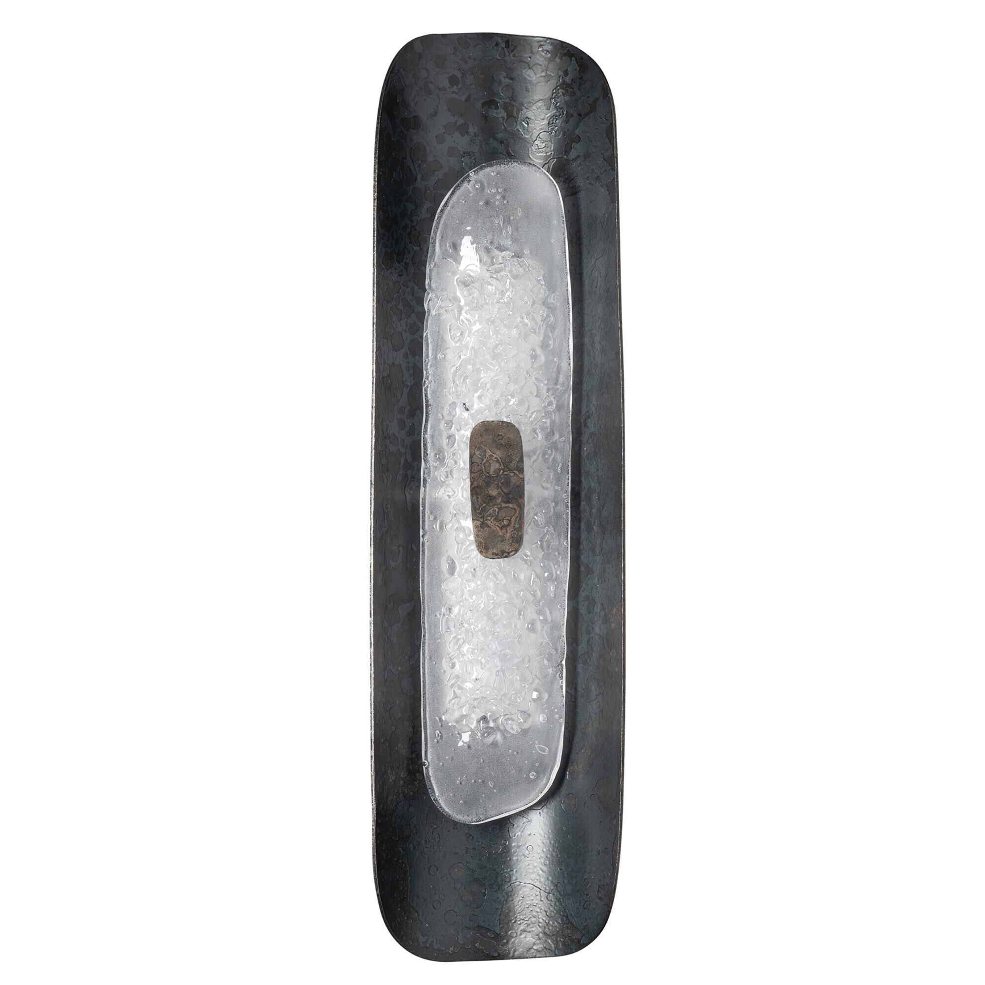 Shown in Black finish and Frosted glass and Clear Steel accent