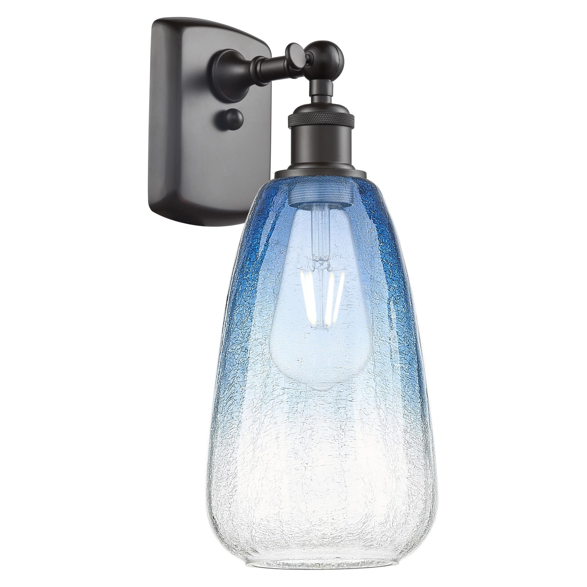 Shown in Oil Rubbed Bronze finish and Sapphire Blue glass