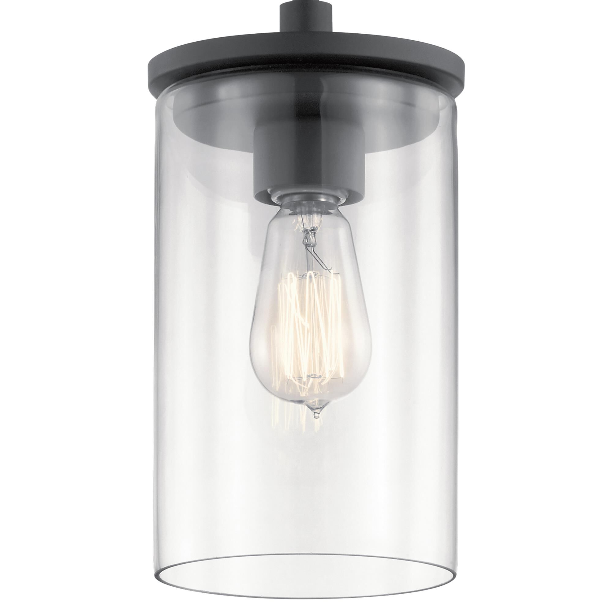 Shown in Black finish and Clear glass