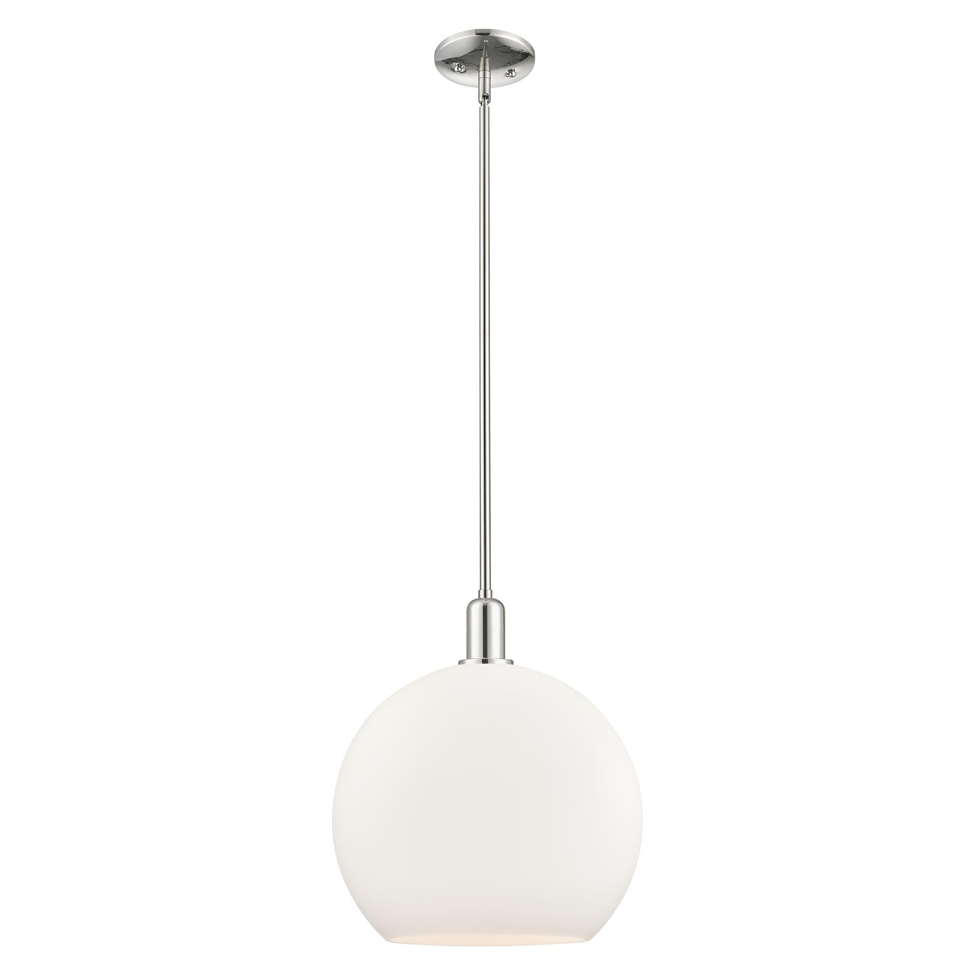 Shown in Polished Nickel finish and Matte White glass