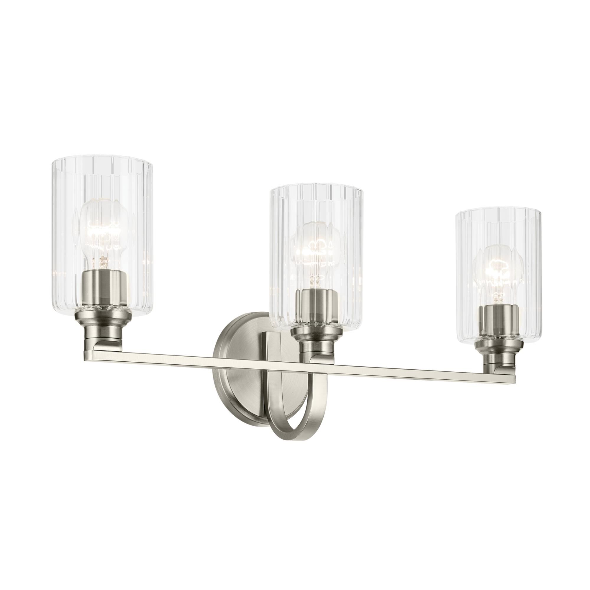 Shown in Brushed Nickel finish and Clear Fluted glass