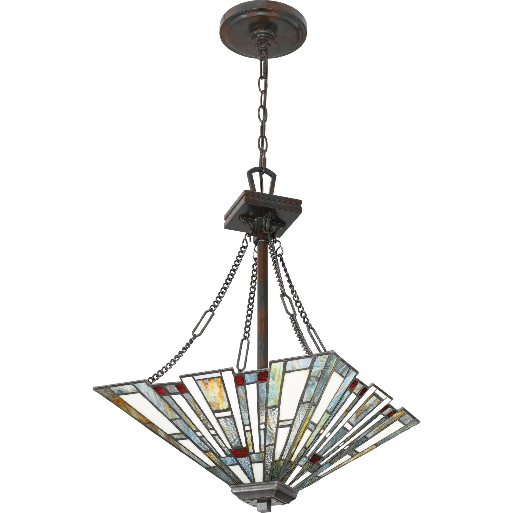 Shown in Valiant Bronze finish and Tiffany glass