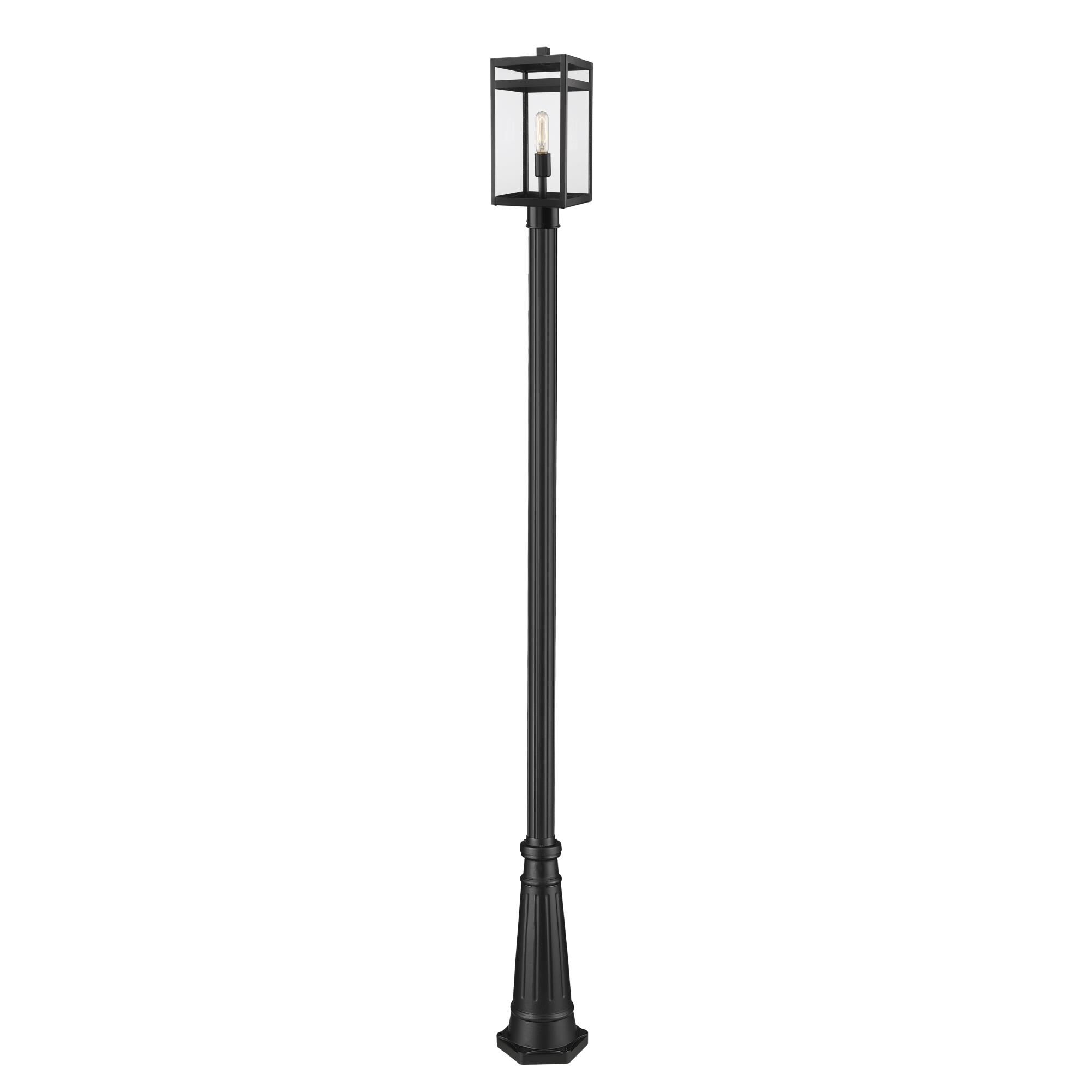 Shown in Black finish and Glass shade