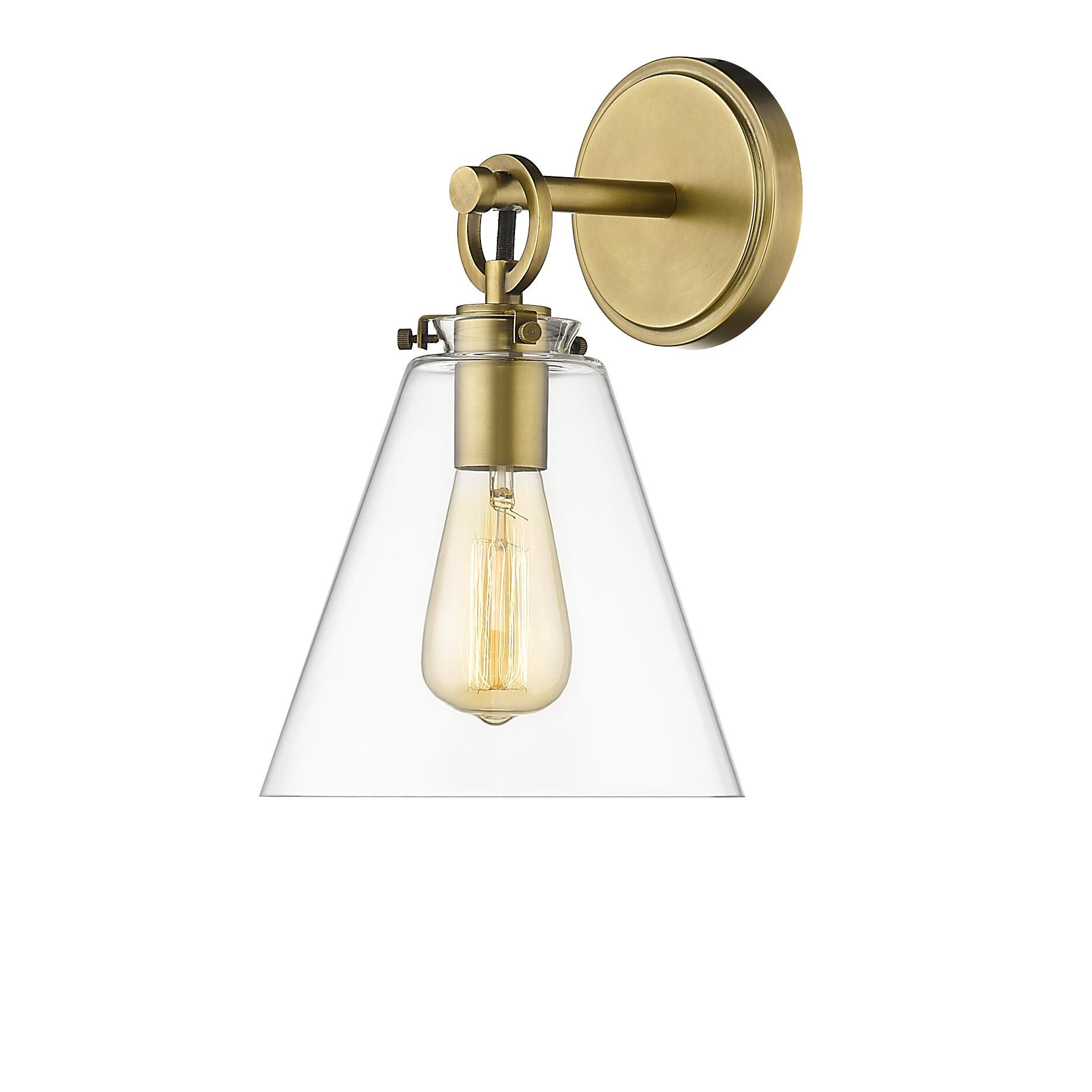 Shown in Rubbed Brass finish and Glass shade