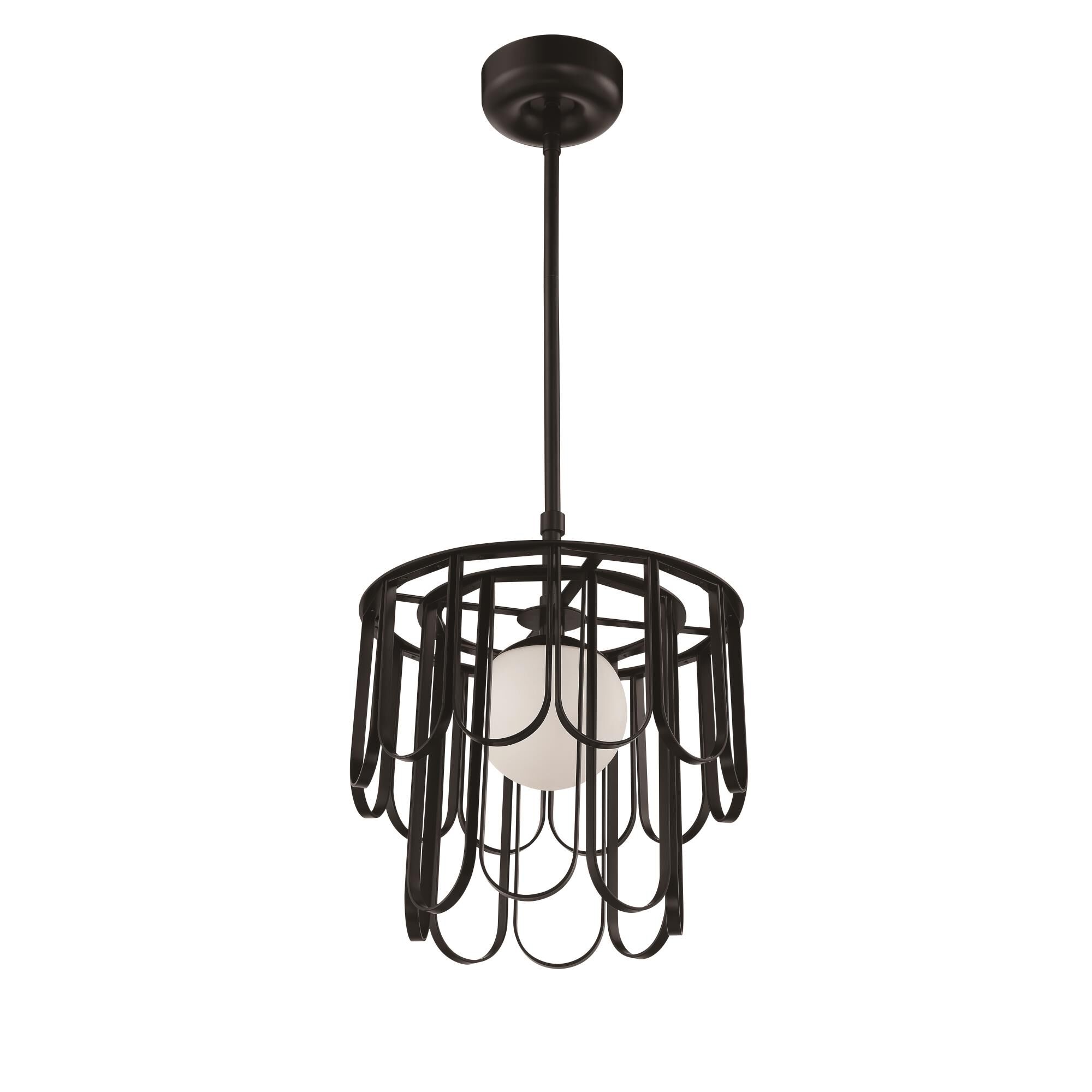 Shown in Flat Black finish and White Frosted glass and Glass shade