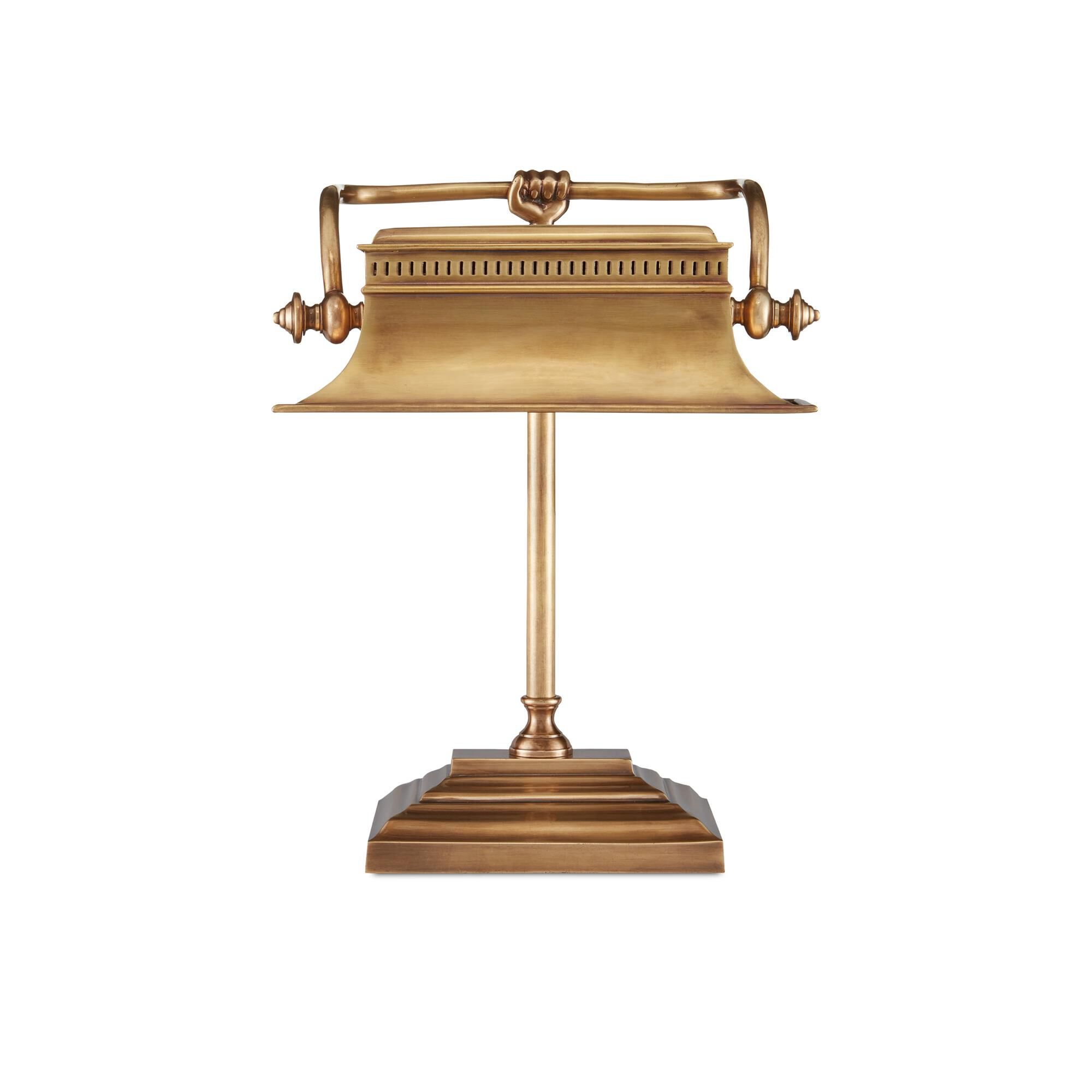 Shown in Vintage Brass finish and Antique Brass shade