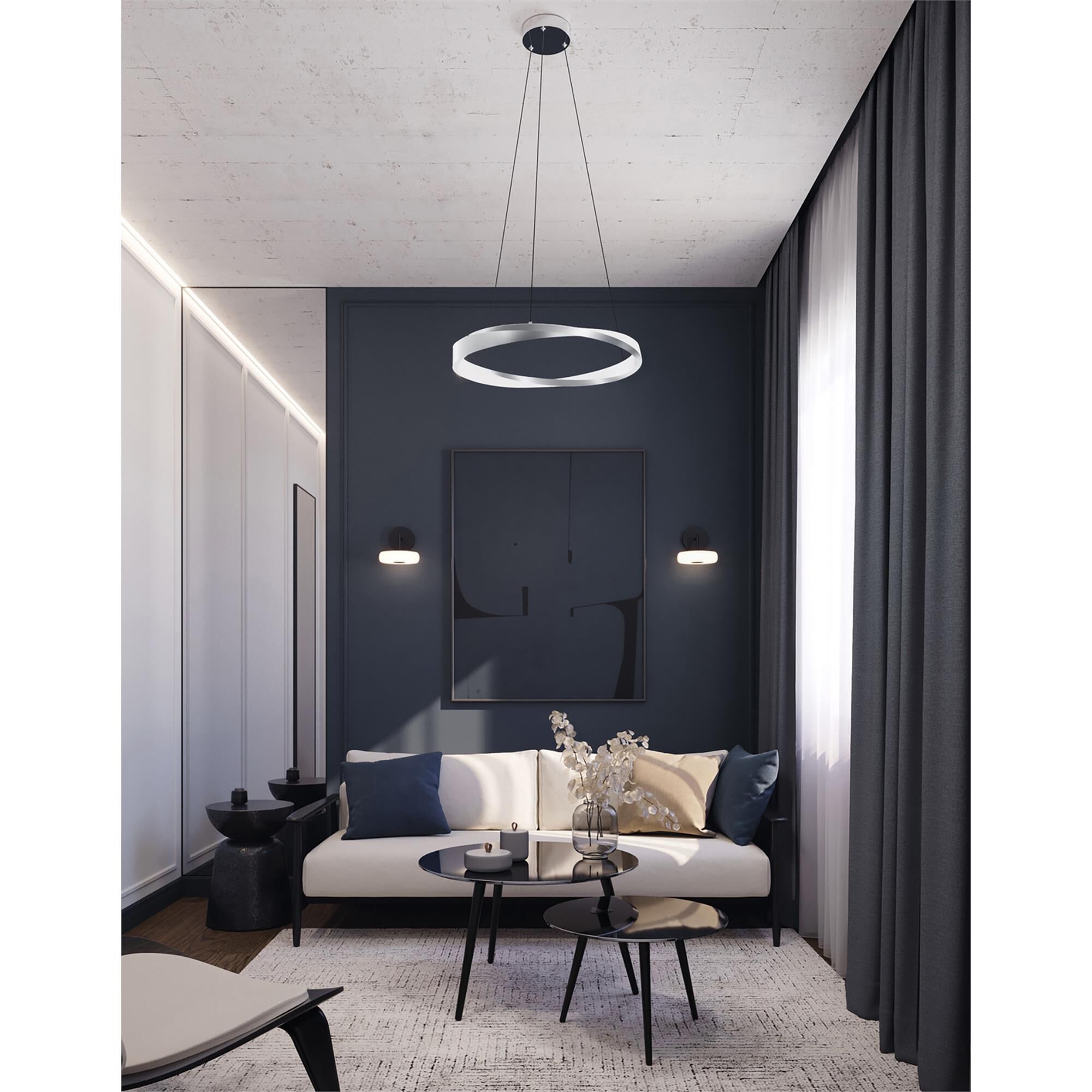 Shown in Satin Nickel finish and White shade