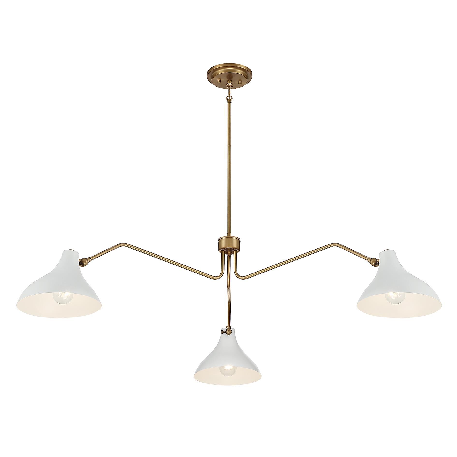 Shown in White with Natural Brass finish and White Metal shade
