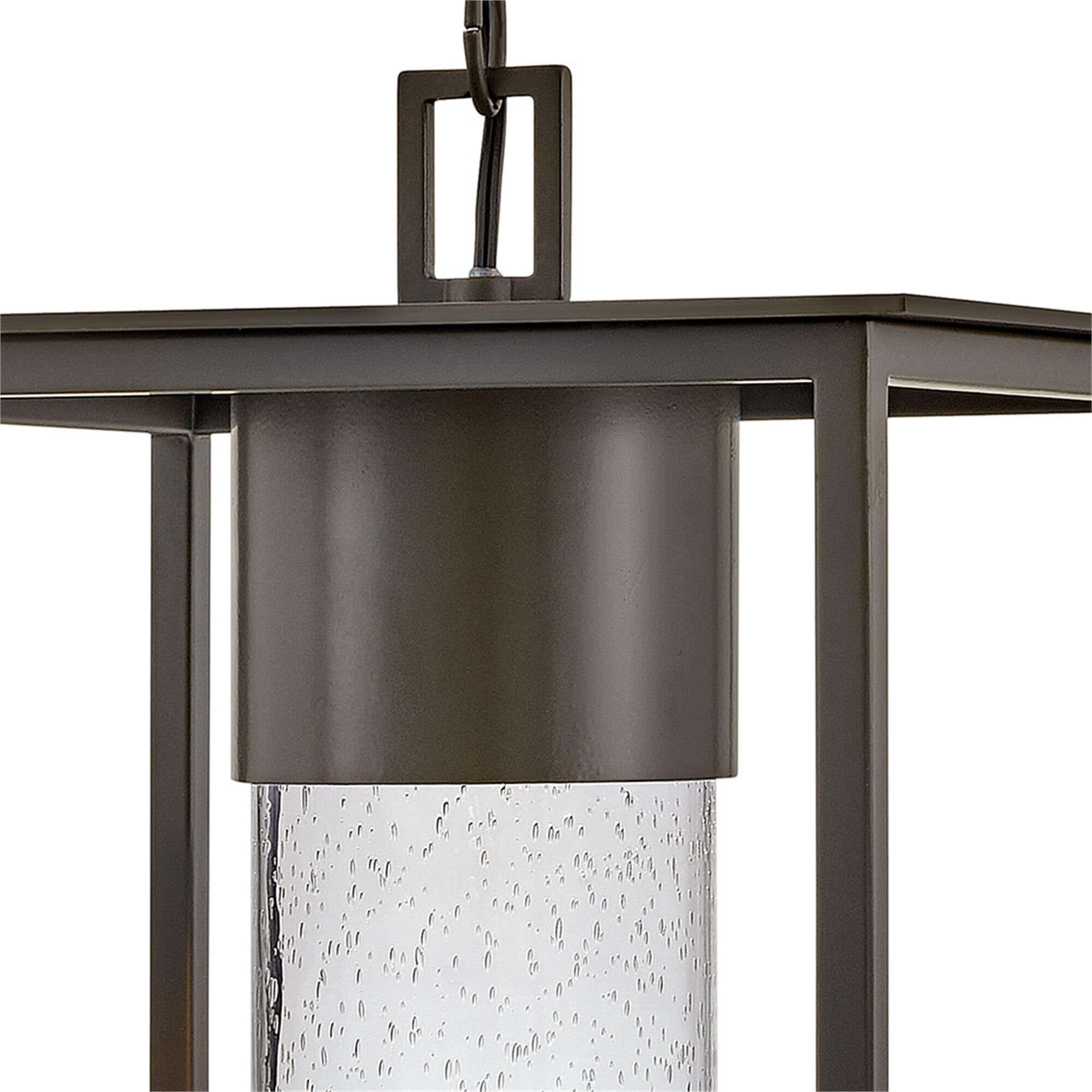 Shown in Oil Rubbed Bronze finish and Clear Seedy glass