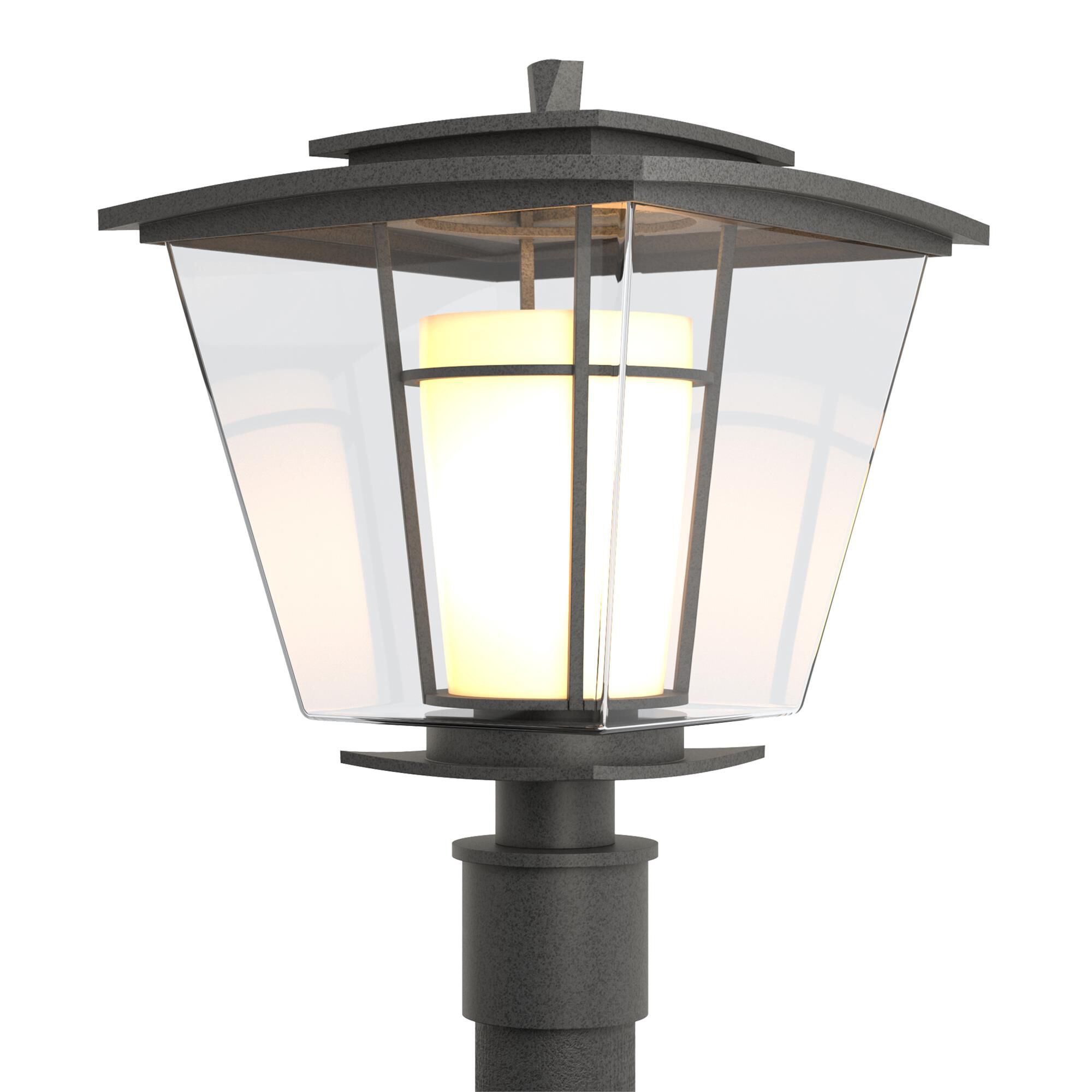 Shown in Natural Iron finish and Opal And Clear glass